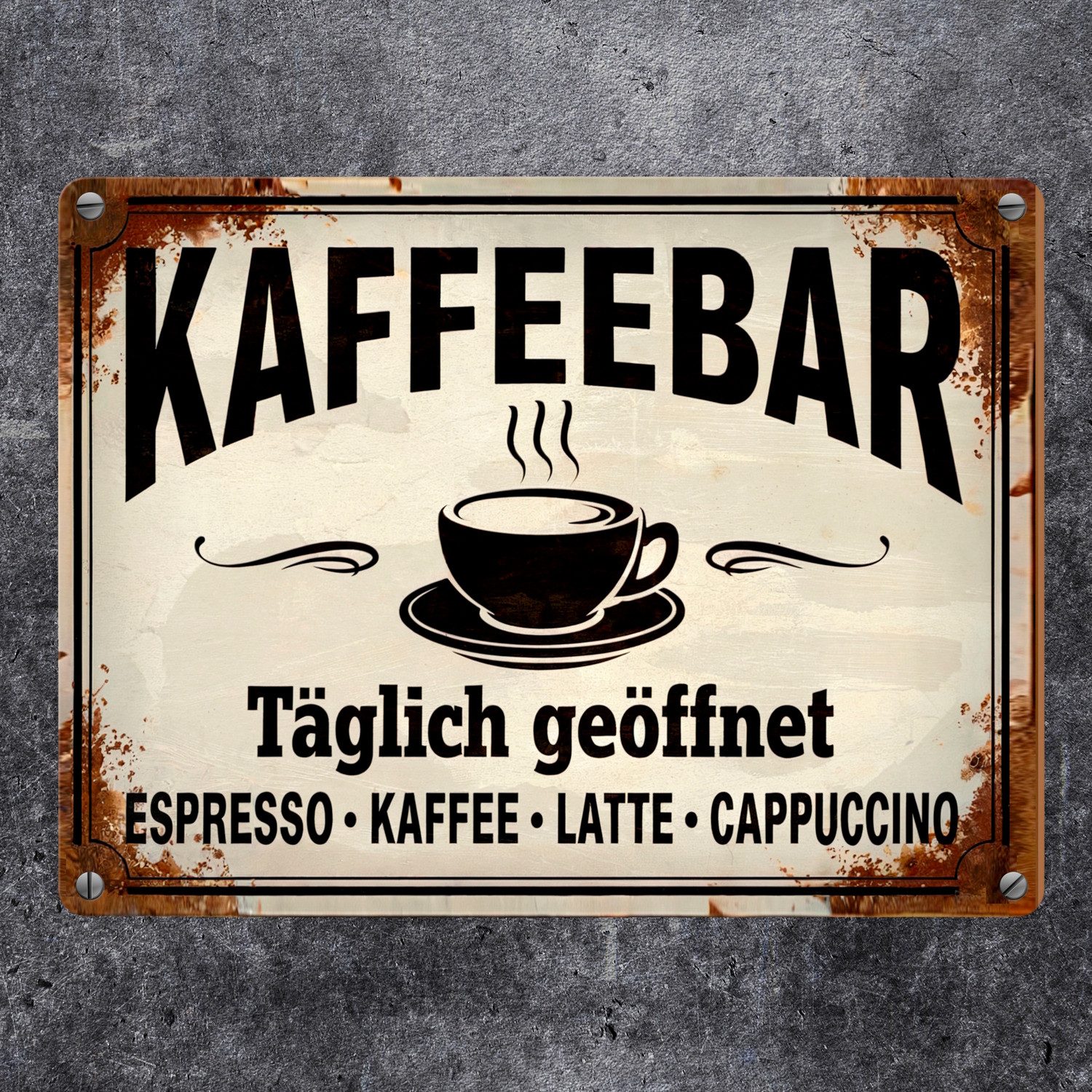 speecheese Metallschild Kaffeebar Metallschild in 15x20 cm im Vintage-Stil günstig online kaufen