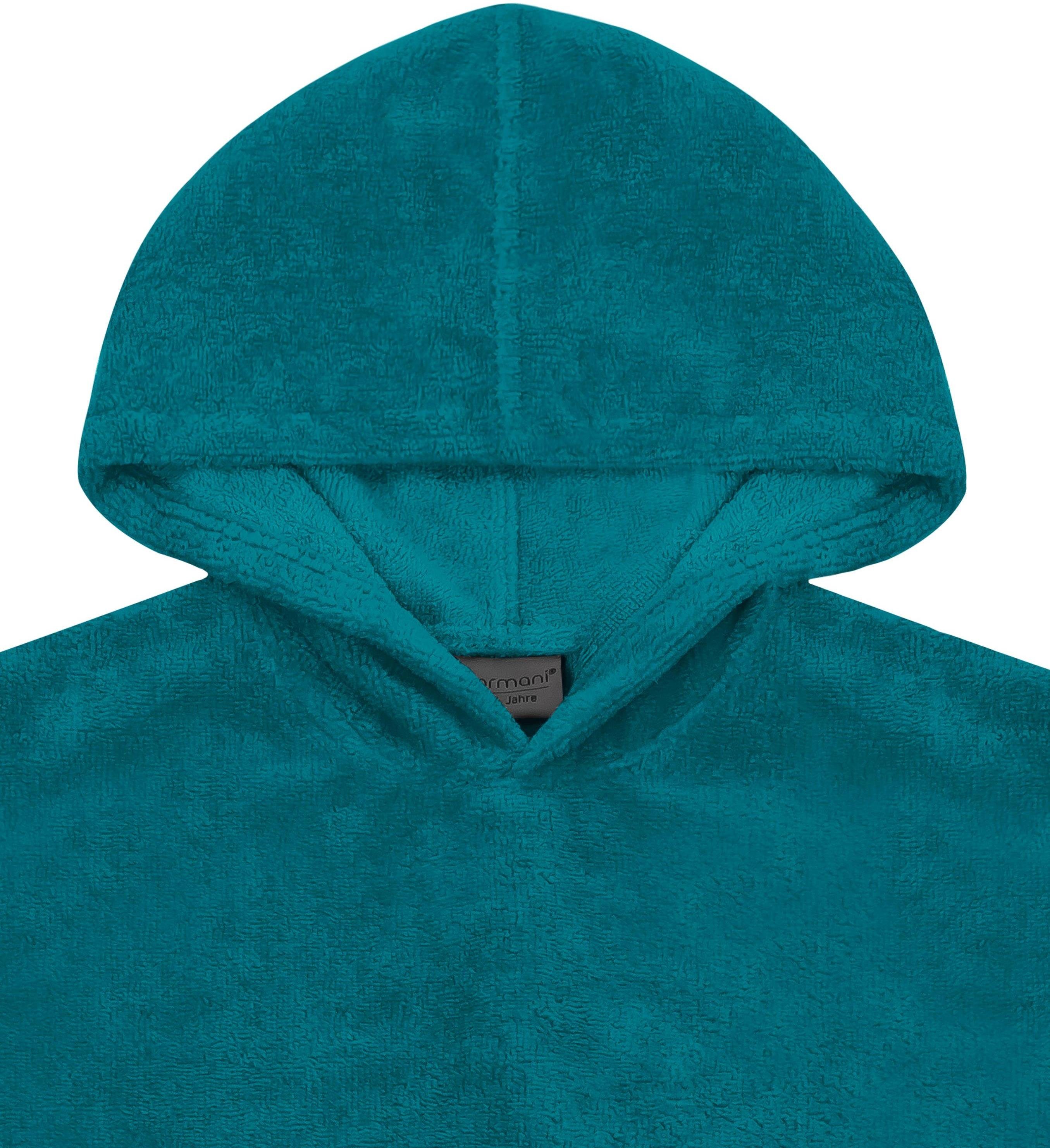 normani Badeponcho Kinder langarm Poncho Baumwoll-Innenseite Pichilemu, Kinderponcho mit (0-2 Jahre) Baumwolle, Kapuze, Schlupf, Blau trocknender