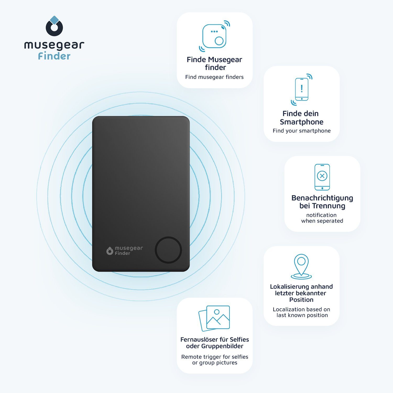 musegear Bluetooth®-Sender Schlüsselfinder mit Bluetooth App aus Deutschland