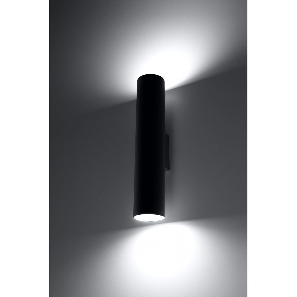 SOLLUX lighting Wandleuchte Wandlampe Wandleuchte GU10, schwarz, ca. 6x8x30 LAGOS cm 2x 2