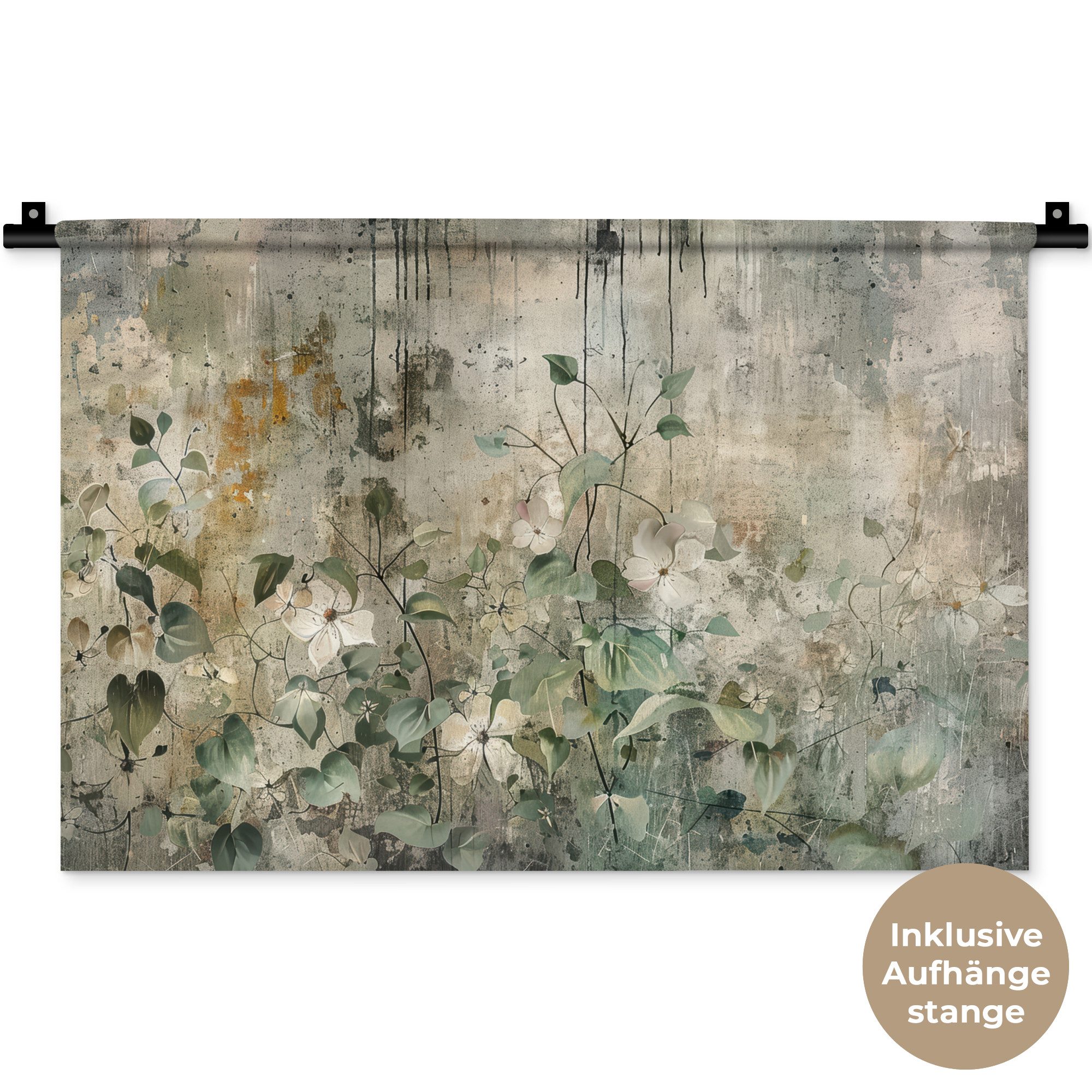 MuchoWow Wandteppich Blumen - Blätter - Abstrakt - Modern, Rechteckig, Höhe: 3 mm, Wandteppich für Wohnzimmer, Schlafzimmer, 60x40 cm