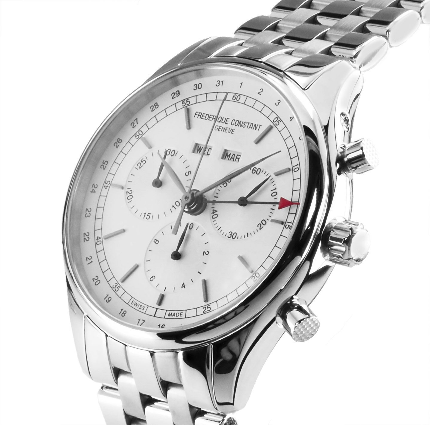 Frederique Constant Schweizer Uhr FC-296SW5B6B CLASSICS CHRONOGRAPH TRIPLE CALENDAR 40 mm Ø Classics Chronograph Triple Calendar, Stoppfunktion, Monat-, Wochentag- und Datumanzeige