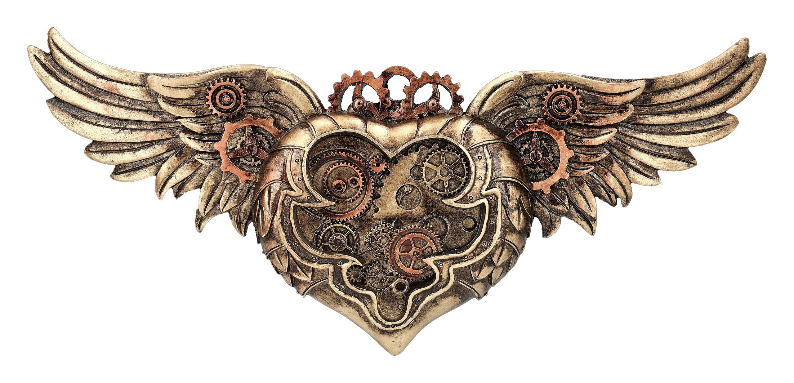 Figuren Shop GmbH Wanddekoobjekt Wanddeko Steampunk - Geflügeltes Herz - Fantasy Dekoration Wandbehang