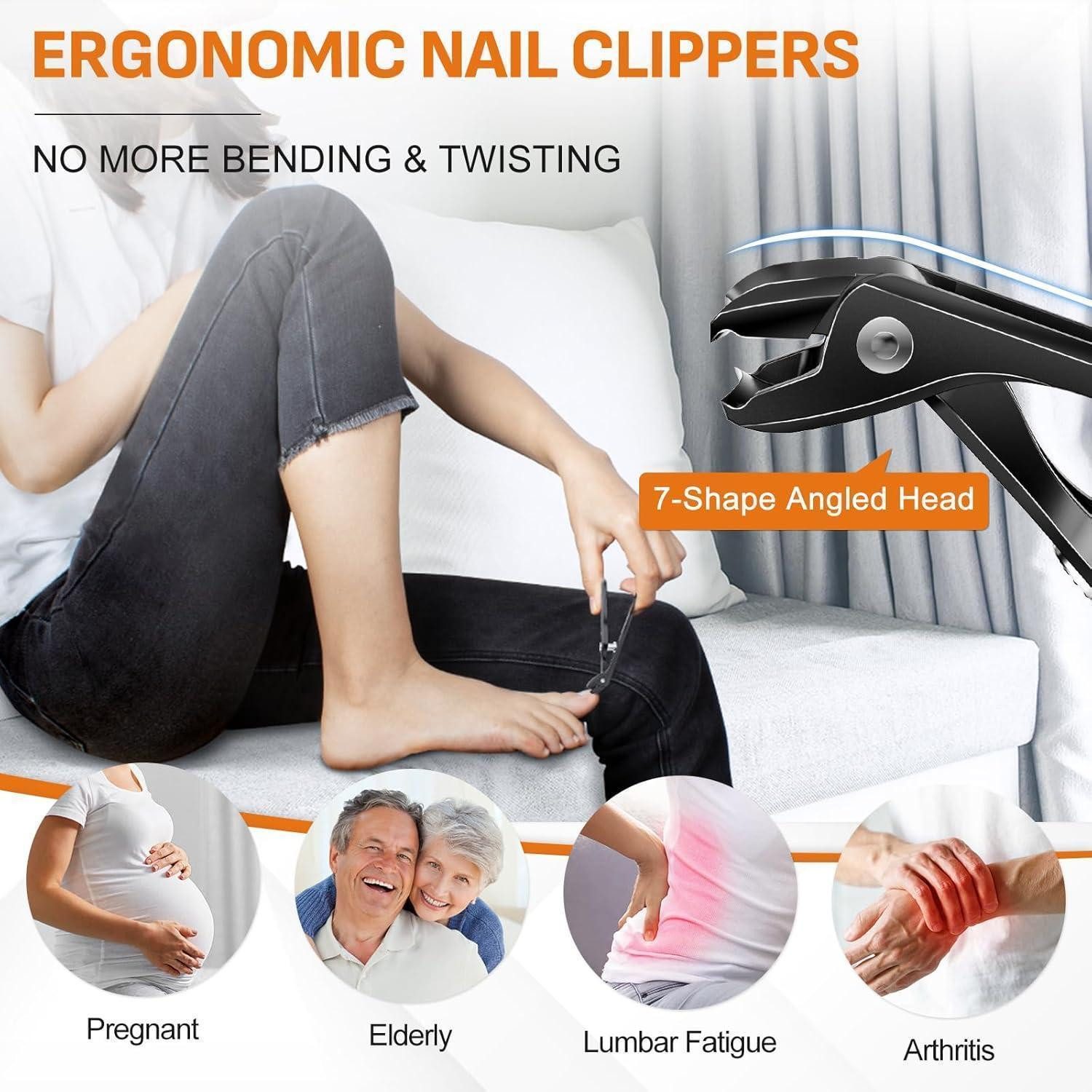LuxusKollektion Fußnagelknipser Nagelknipser Winkelkopf für Dicke Nägel ergonomisch scharf mit