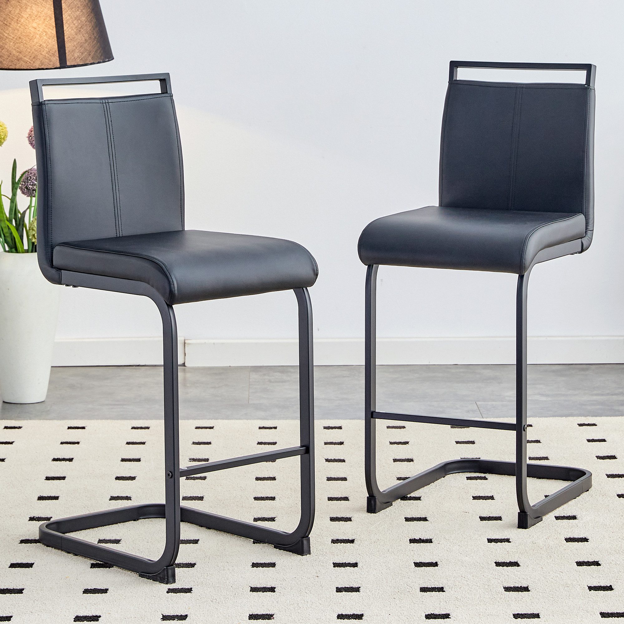 i@home Barhocker Esszimmerstuhl (2er Set), Hergestellt aus hochwertigem Kunstleder mit Metallbeinen