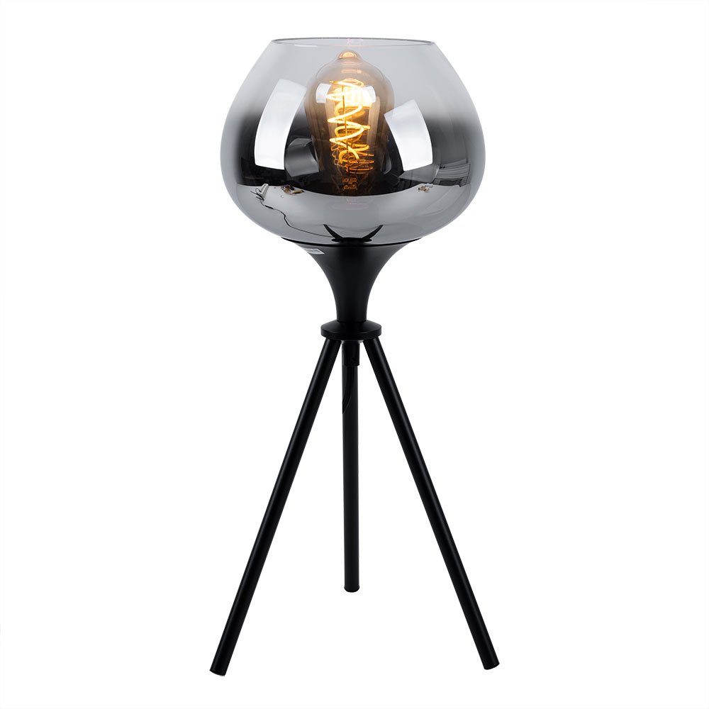 etc-shop LED Tischleuchte, Dreibein Tischlampe Leuchtmittel schwarz nicht Nachttischlampe inklusive, Beistellleuchte