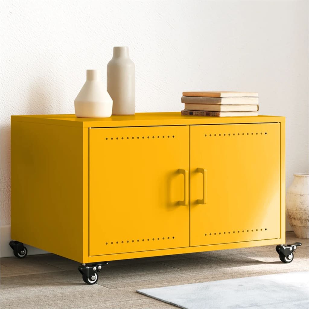 vidaXL Couchtisch Couchtisch Senfgelb 68x50x43,5 cm Kaltgewalzter Stahl