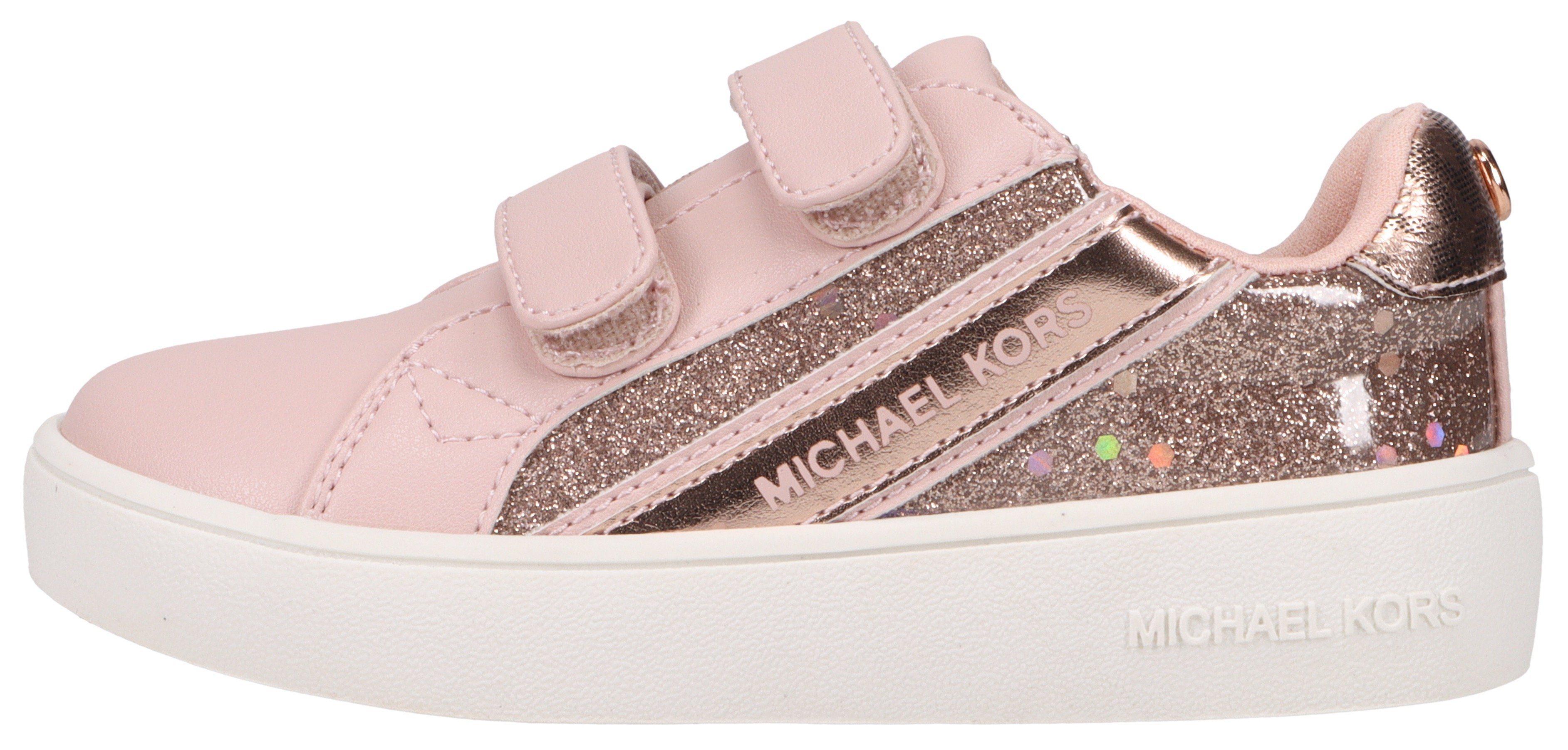 MICHAEL KORS KIDS Details Sneaker rosa mit JEM Glitzer BALLET MK Klettschuh SLADE