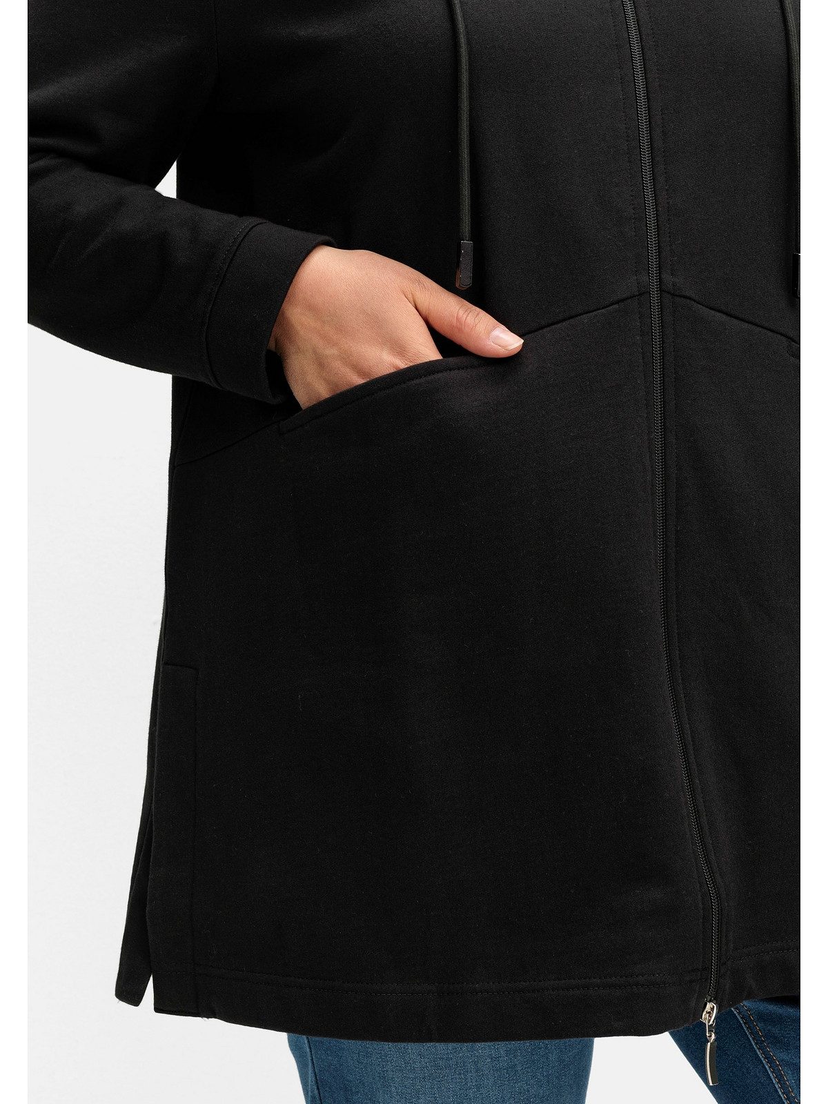 Sheego Sweatjacke Große Größen mit gestreiftem Kapuzenfutter