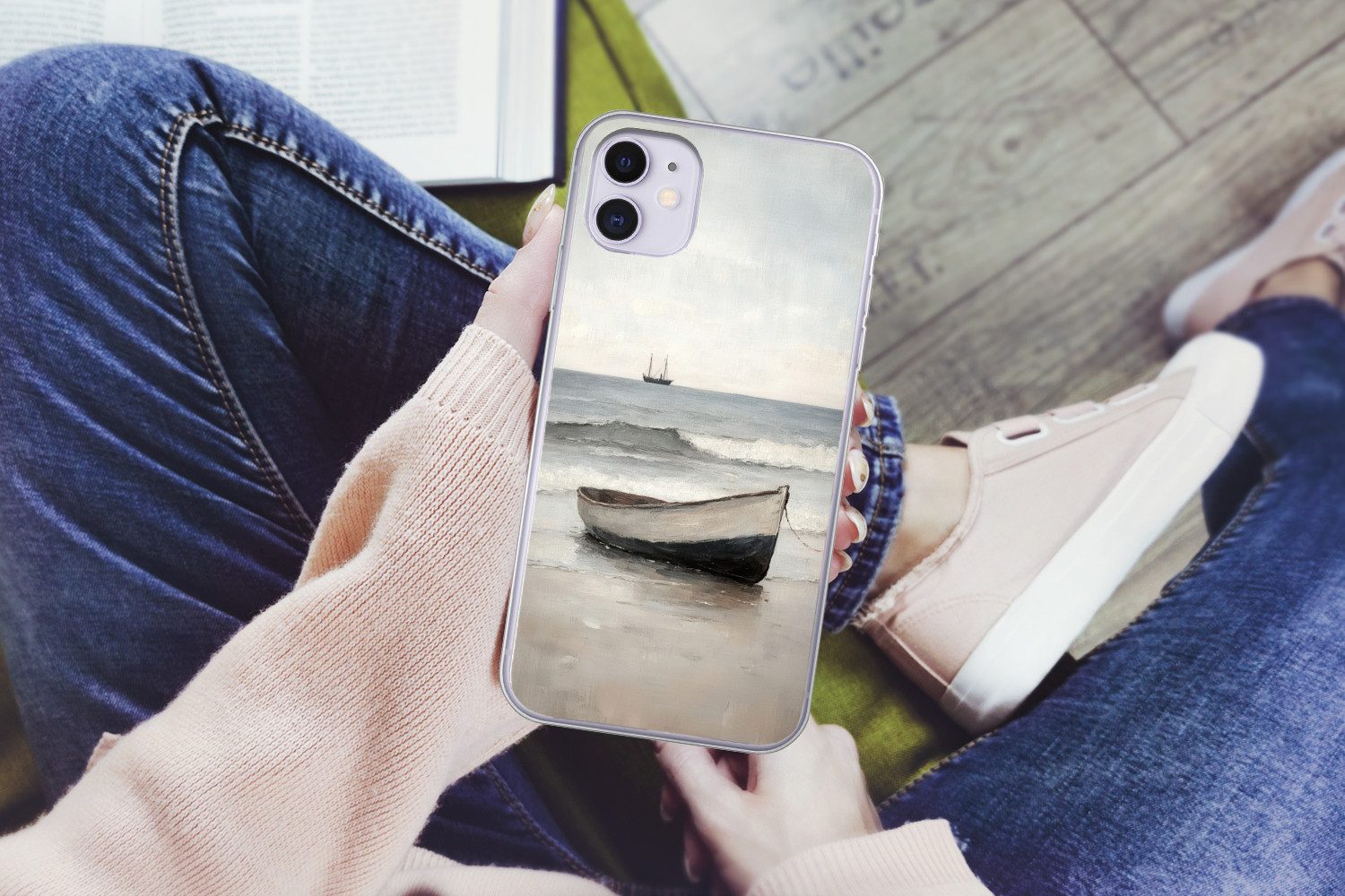 MuchoWow Handyhülle für Apple iPhone 11 Ruderboot - Meer - Horizont, Smartphone-Bumper, Print, Handy Schutzhülle Dünn
