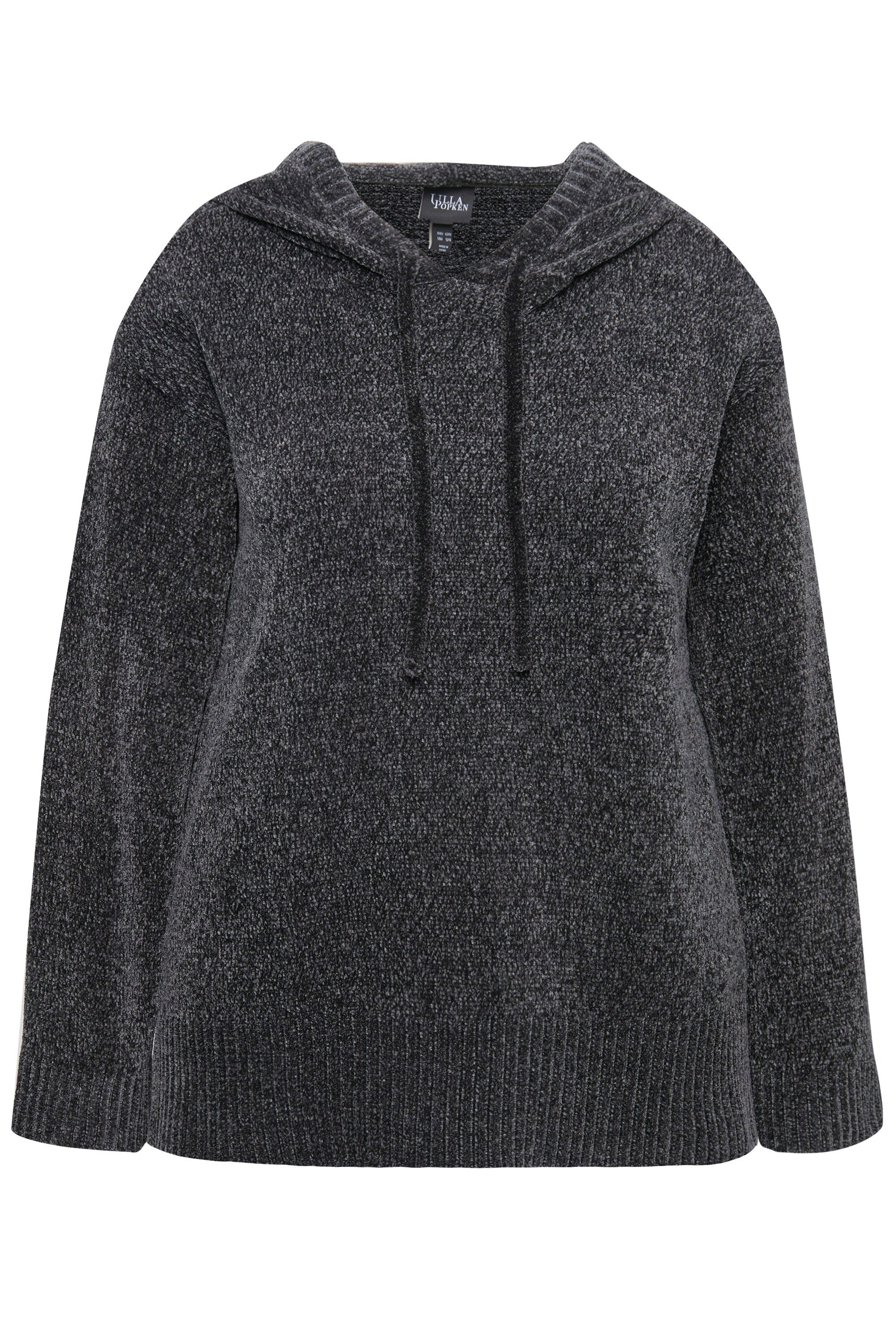 Ulla Popken Wollpullover Chenille-Hoodie Kapuze Kordel Langarm günstig online kaufen