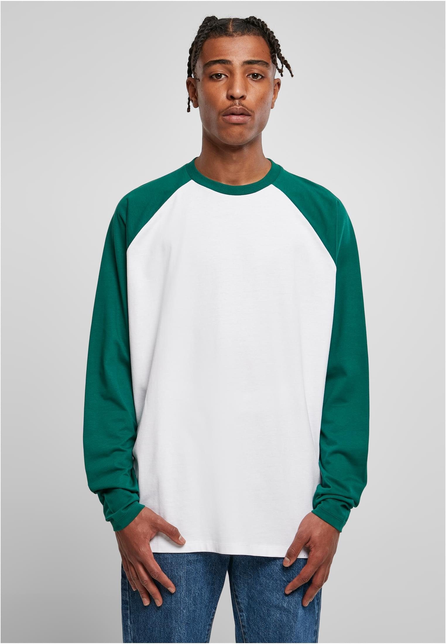 CLASSICS Oversized T-Shirt white/green Longsleeve Herren Organic (1-tlg) Raglan URBAN