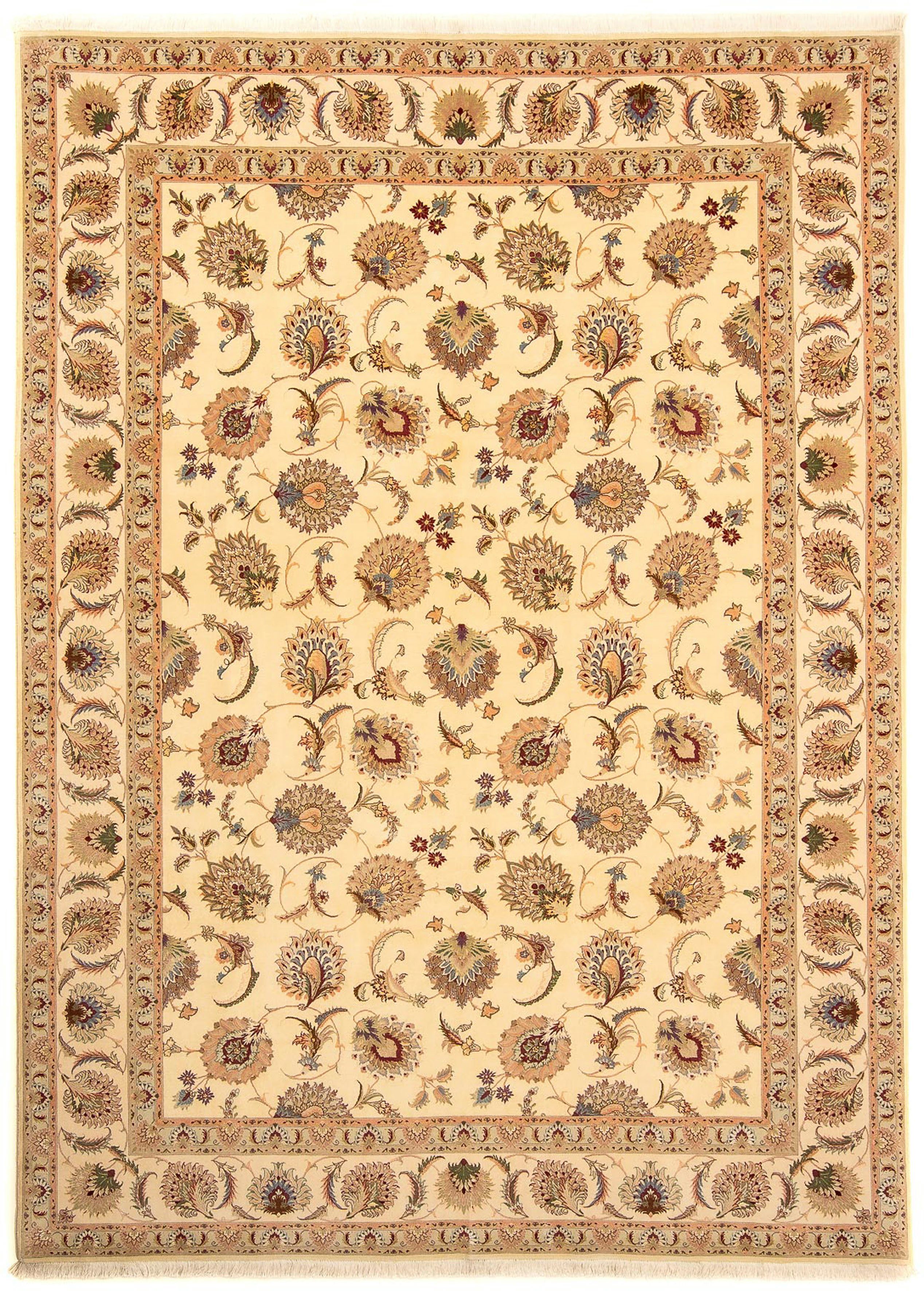 cm mm, Orientteppich - beige, 353 253 - - Zertifikat Höhe: Royal x morgenland, Handgeknüpft, - Einzelstück mit 7 Wohnzimmer, rechteckig, Perser Täbriz