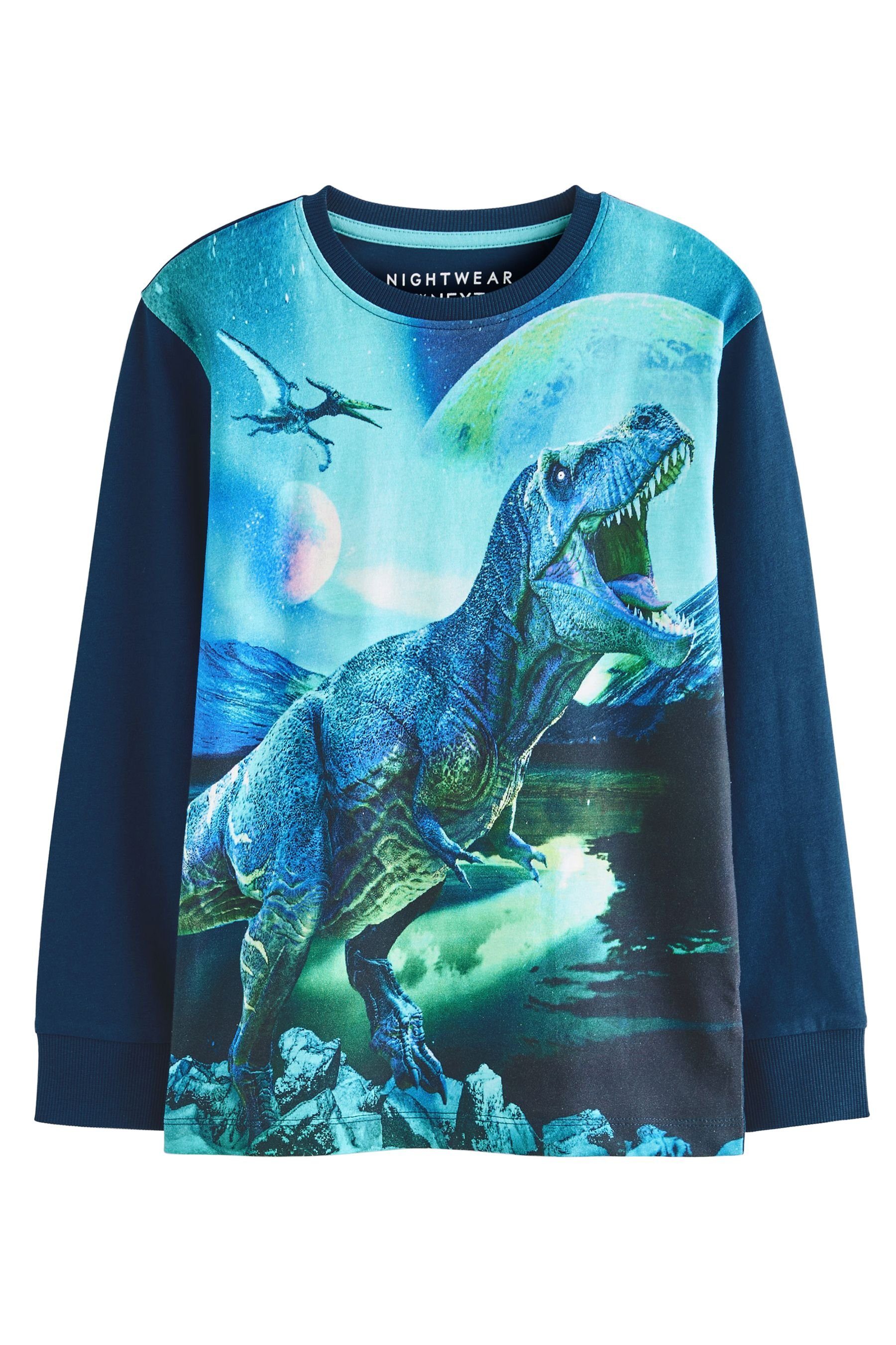 tlg) (2 Dinosaur Next Blue Schlafanzug Pyjama Langärmeliger