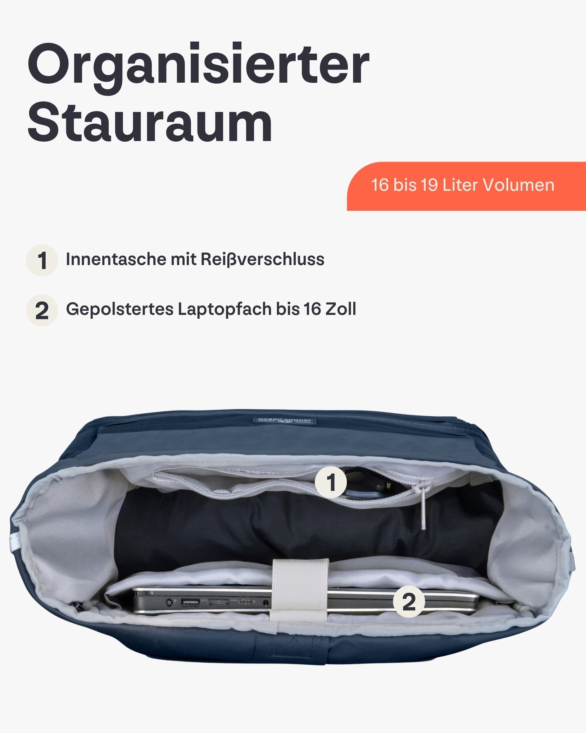 Johnny Urban Cityrucksack Allen Medium Rolltop mit Laptopfach (1-tlg), Wasserabweisend – Bild 5 von 5