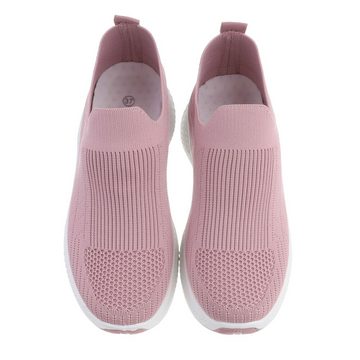 Ital-Design Damen Low-Top Freizeit Sneaker Flach Sneakers Low in Rosa