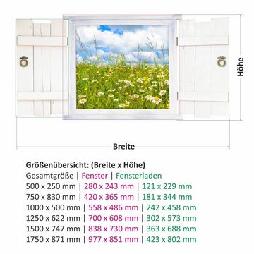 nikima Wandtattoo 044 Blumenwiese im Fenster (PVC-Folie), in 6 vers. Größen