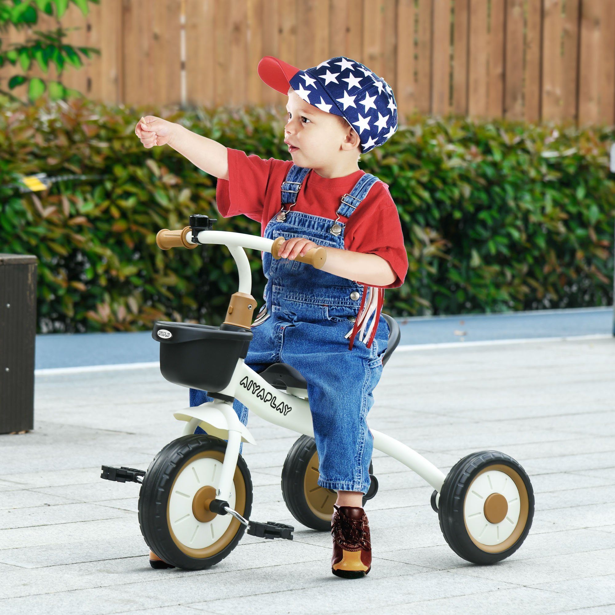 AIYAPLAY Dreirad Kinderfahrrad mit verstellbarer Sitz, Laufrad, Metall, Wei günstig online kaufen