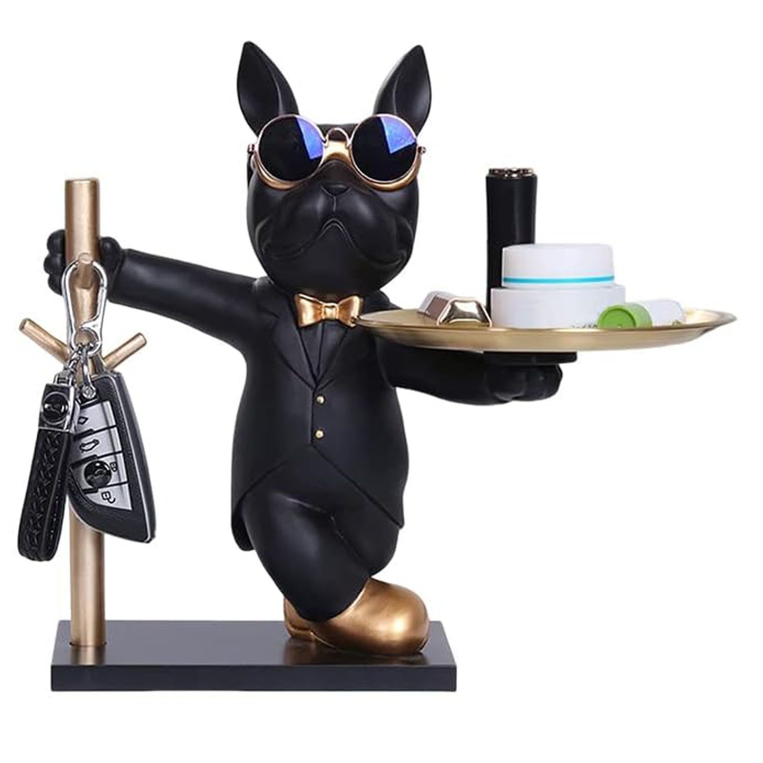 SURFOU Tierfigur Bulldogge Skulptur Deko Schlüssel Ablage Hund mit Tablett günstig online kaufen