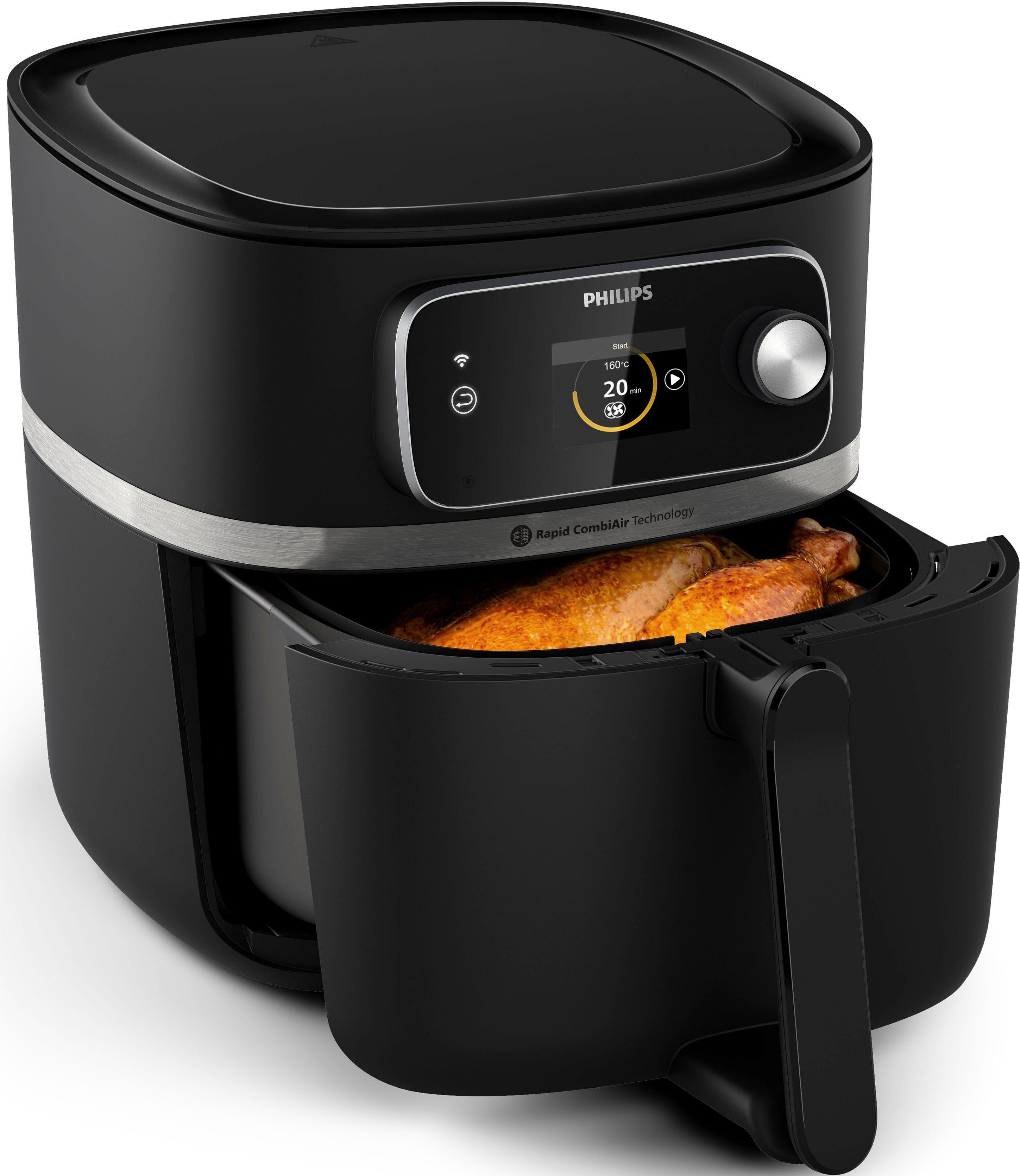 Philips Heißluftfritteuse HD9880/90 Airfryer XXL, mit integriertem Thermometer, 2000 W, WiFi Konnektivität, 30 AutoCook Programmen und Warmhaltefunktion | Heißluftfritteusen