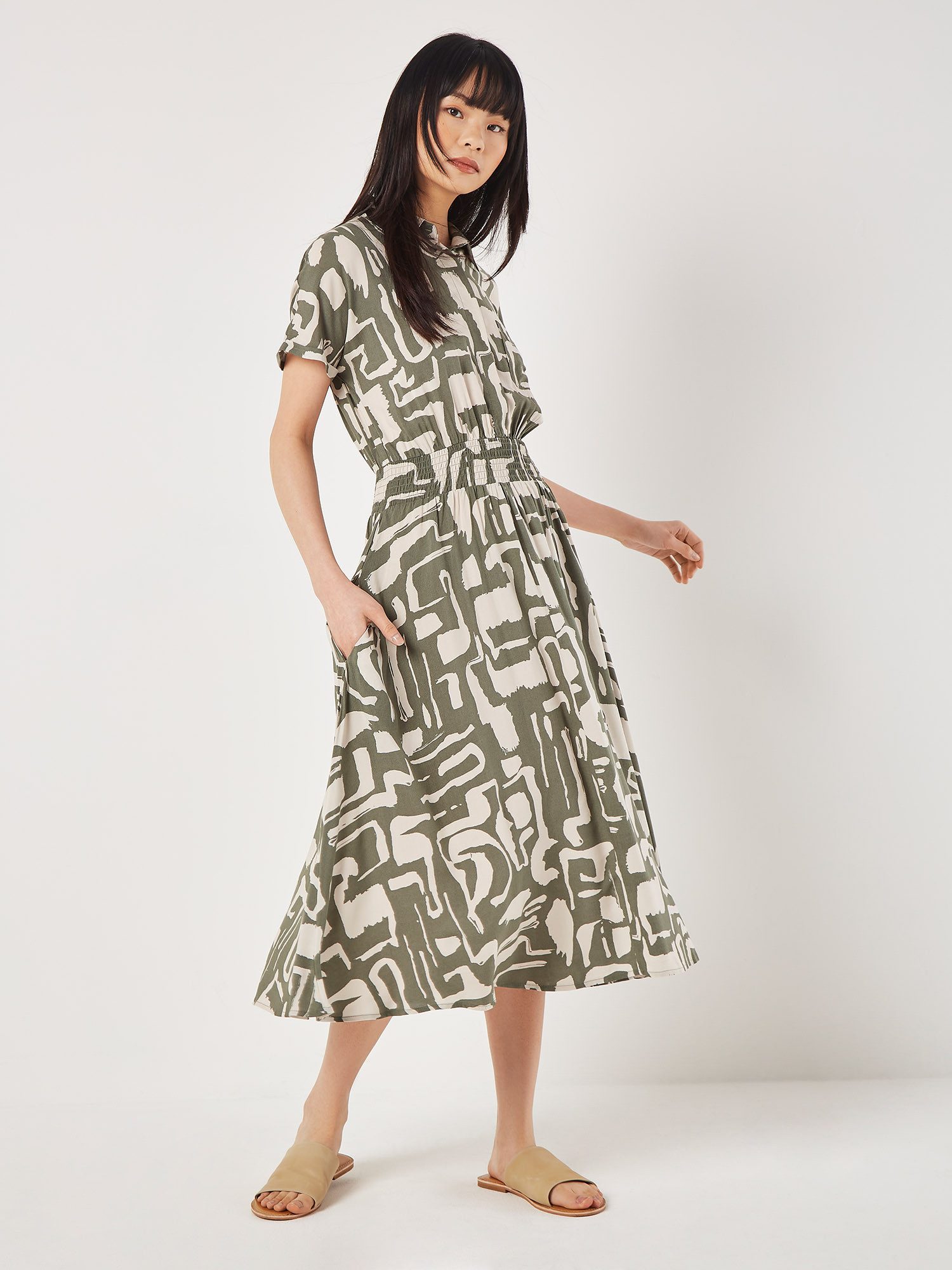 Druckkleid Geo Grecian Shirt Midi Dress
