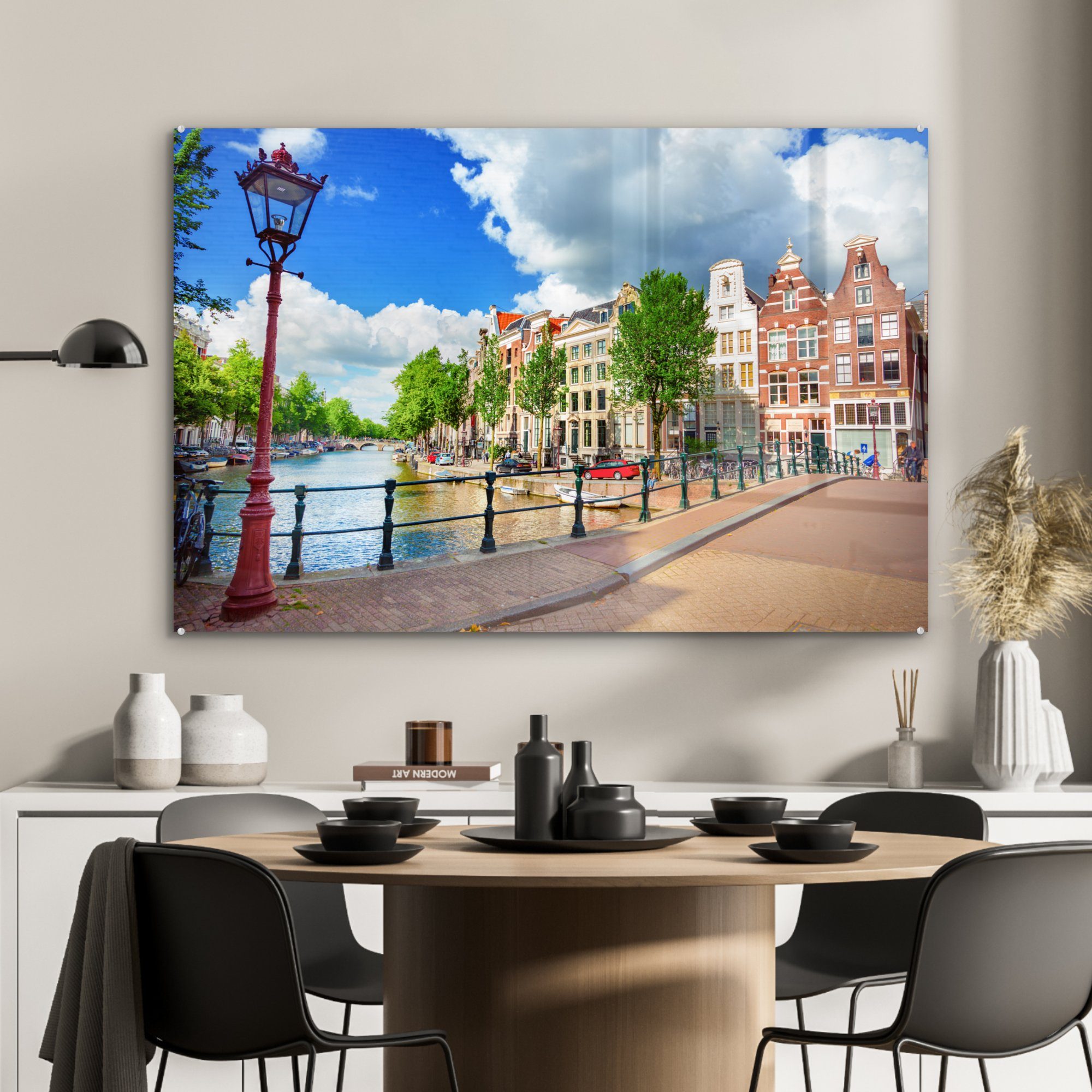 Amsterdam MuchoWow Acrylglasbilder & - St), (1 Niederlande, Acrylglasbild Kanal - Wohnzimmer Schlafzimmer