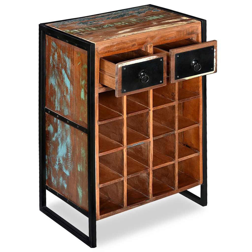 furnicato Weinregal Industrie-Stil 54x35x80 cm aus Massivholz & pulverbeschichte, 1-tlg.