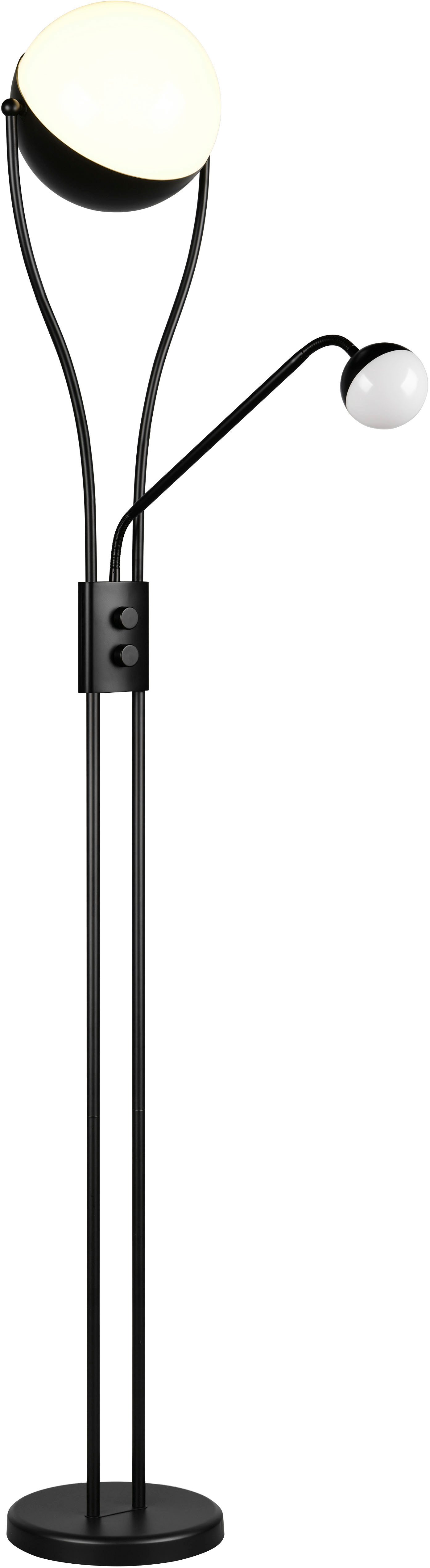 TRIO Leuchten LED Stehlampe CHRIS, LED Stehleuchte, mit Lesearm, Drehdimmer, Dimmfunktion, Lesearm, getrennt schaltbar, LED fest integriert, Warmweiß, flexibles Leselicht getrennt schalten + dimmen, warmweißes Licht 3000K