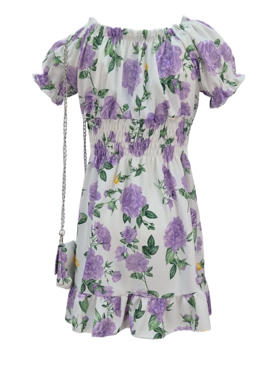 Girls Fashion Sommerkleid Kleid Sommerkleid mit Tasche, K9571e