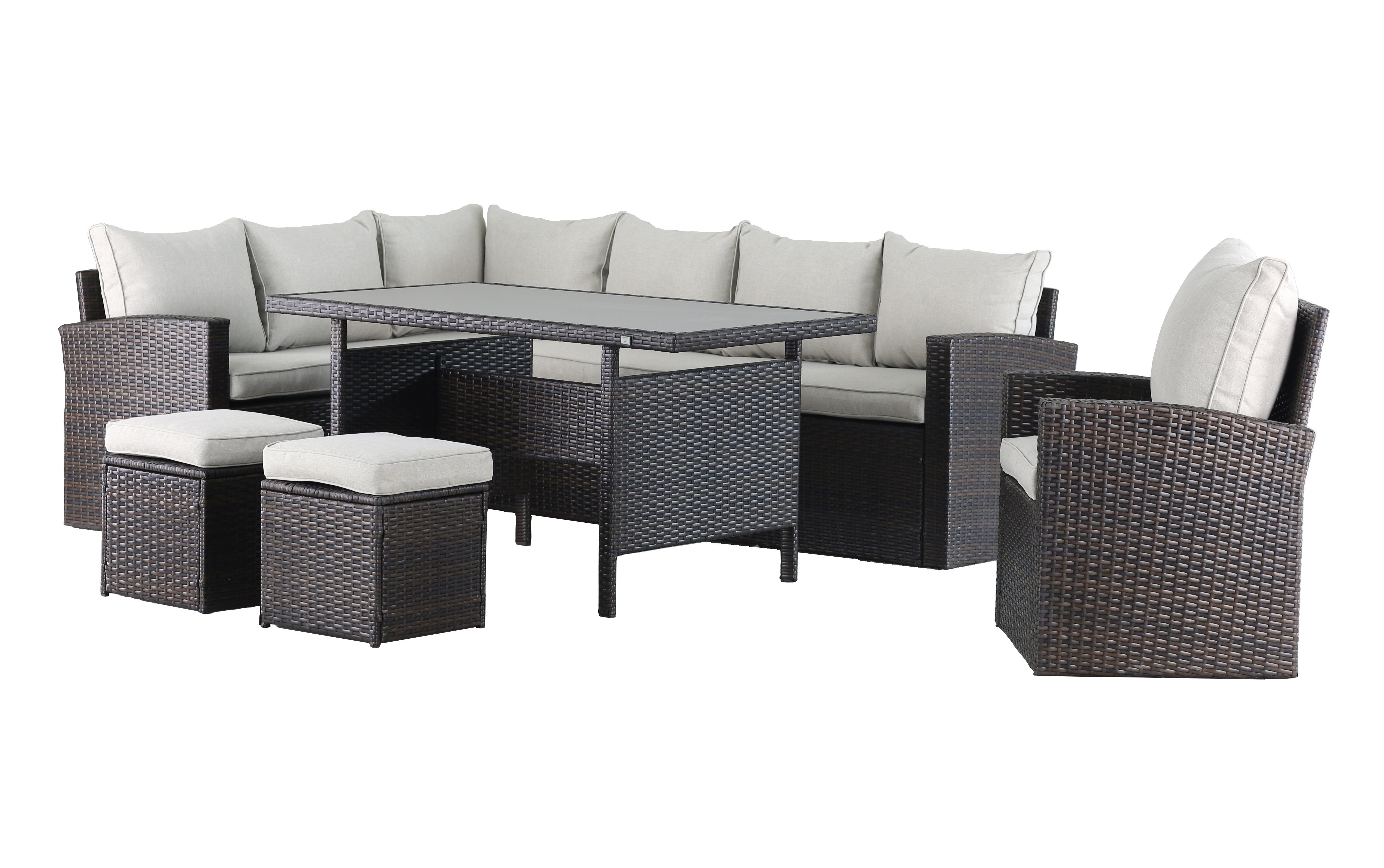 MANDALIKA Garden Gartenlounge-Set Milos XL Lounge braun / Polyrattan / Gart günstig online kaufen