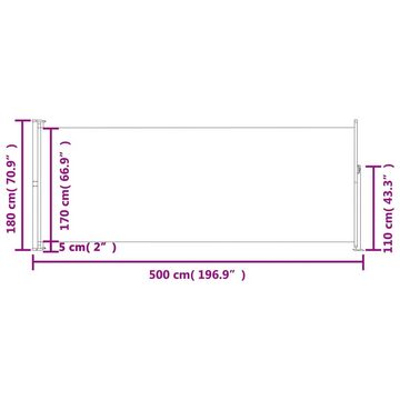 vidaXL Balkonsichtschutz Seitenmarkise Ausziehbar 180x500 cm Braun