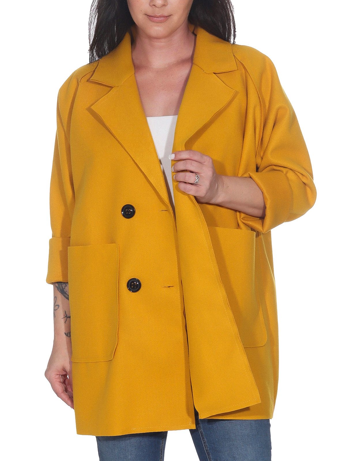 simaranda Kurzjacke Damen Mantel 5590 38-44 Senf in Unifarbe