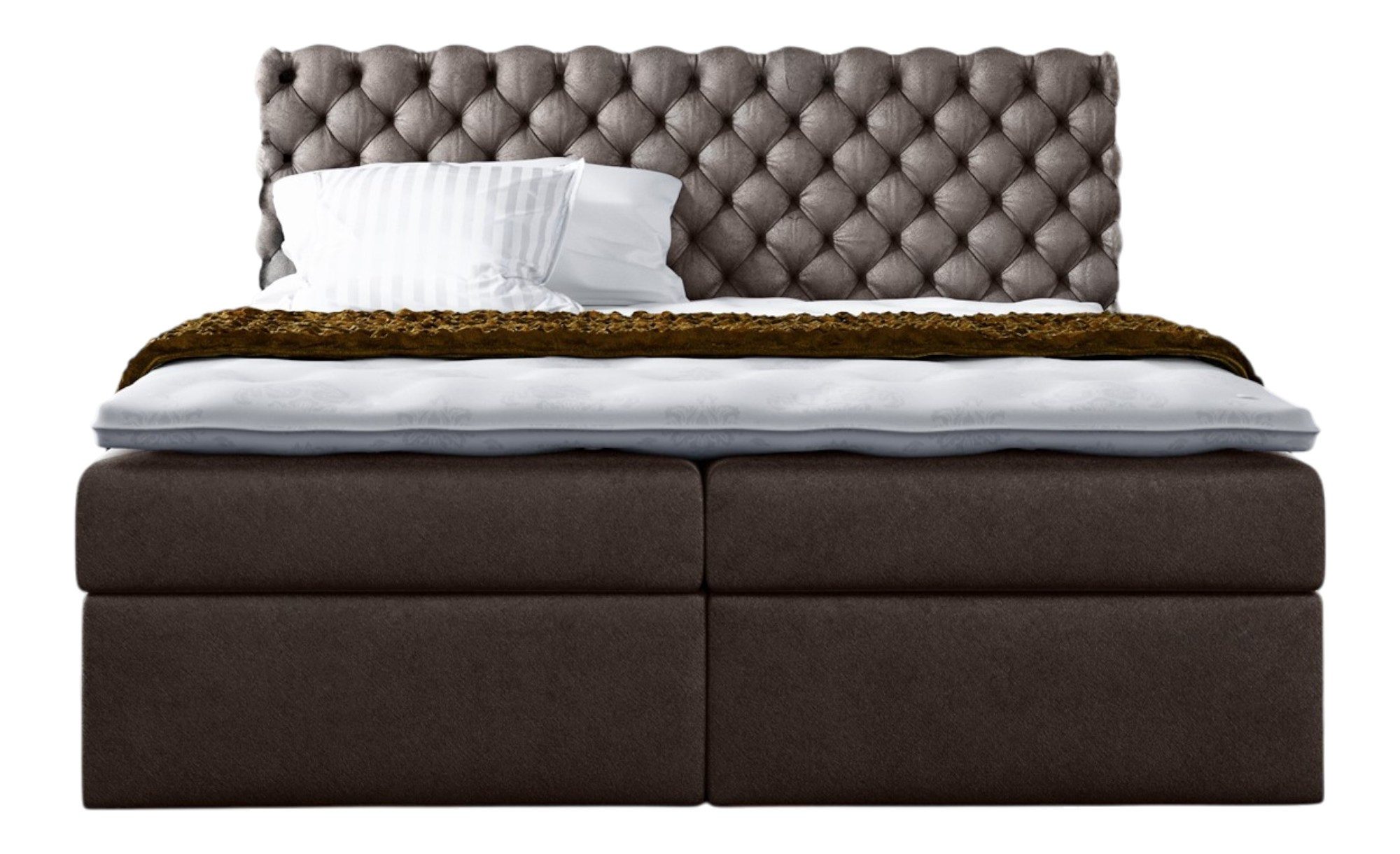 Fun Möbel Boxbett Schlafzimmerbett PARINI in Stoff Gloss Velvet (Gepolstertes Kopfteil und gepolsterte Bettkästen, Inkl. Kaltschaumtopper), Inkl. Bettkasten