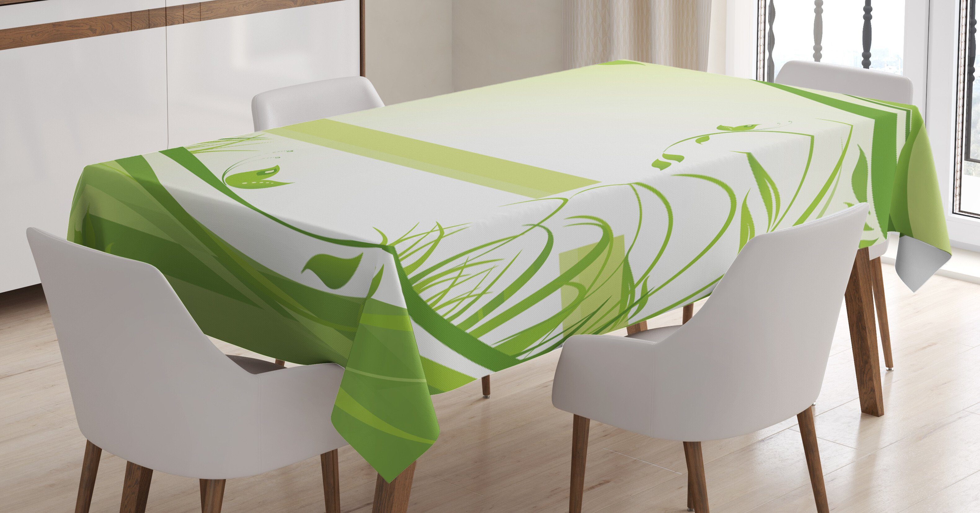 Abakuhaus Tischdecke Farbfest Waschbar Für den Außen Bereich geeignet Klare Farben, Grün Abstrakt Frische Natur