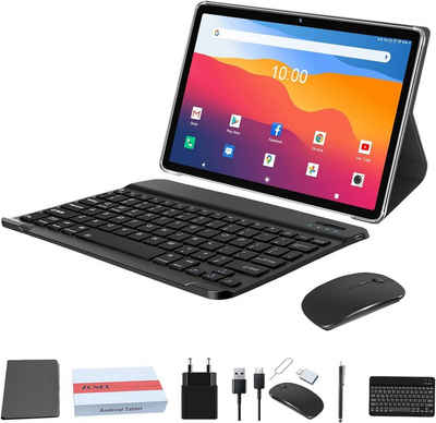 ZONKO Tablet (10", 128 GB, Android, 2,4G+5G, Tablet mit Tastatur Maus Stift,7000mAh mit Hülle,13MP+8MP Kamera 1080P)