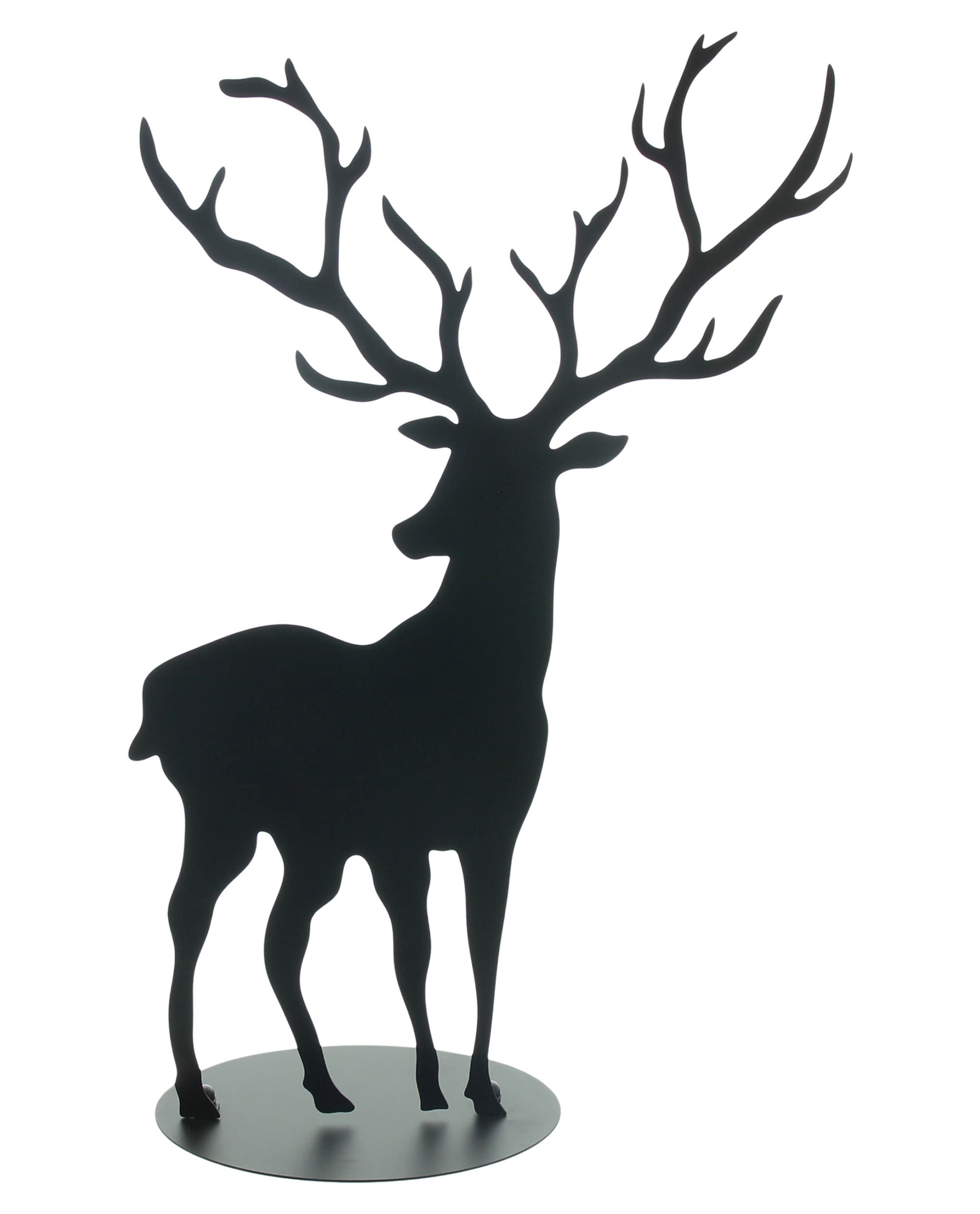 Dekoleidenschaft Dekofigur "Hirsch" aus Metall, schwarz, 72 cm hoch, Weihnachtsdeko, Winterdeko, Tierfigur, Hirschfigur, Deko Figur