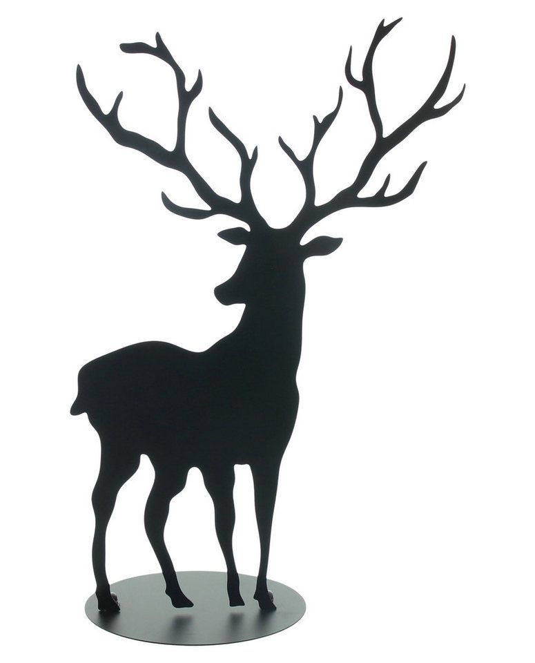 Dekoleidenschaft Dekofigur "Hirsch" aus Metall, schwarz, 72 cm hoch, Weihnachtsdeko, Winterdeko, Tierfigur, Hirschfigur, Deko Figur