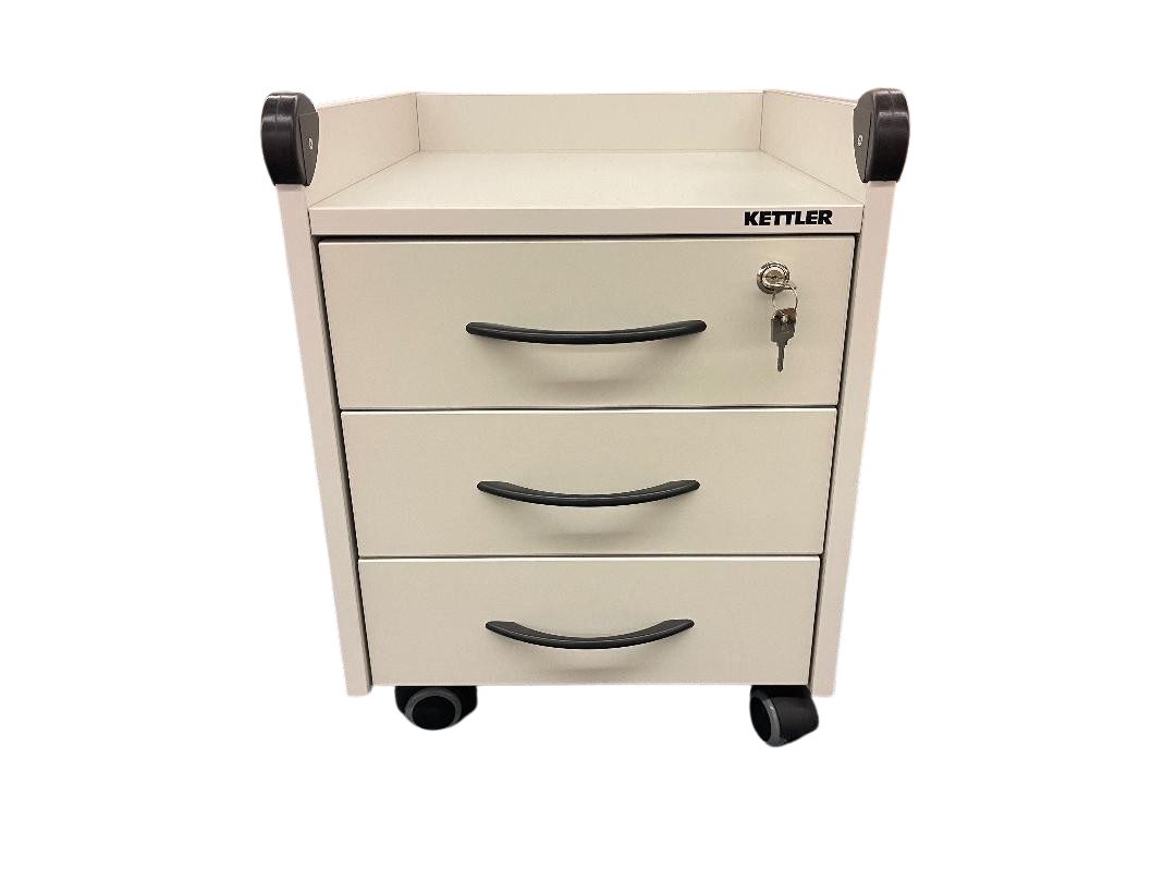Möbelhandel Klipenstein Rollcontainer Kettler Roll-On-Locked Rollschrank Weiß/Eiche, 3 Schubladen, abschließbar