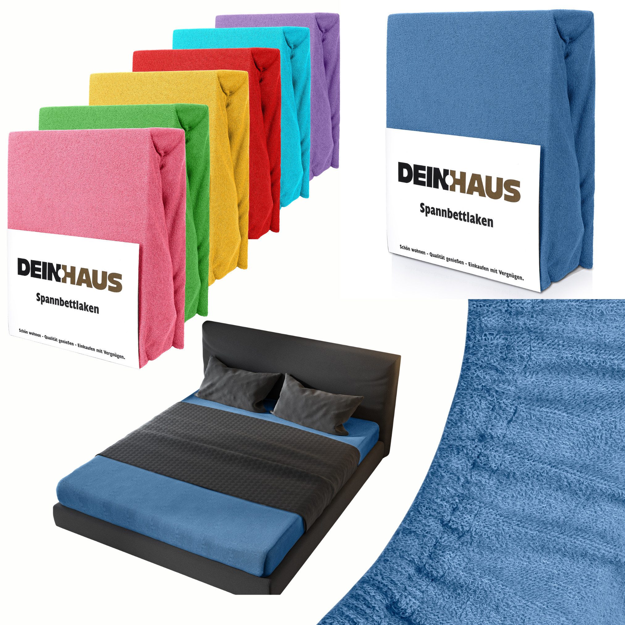 DH DEIN . HAUS Spannbettlaken Frottee SOFT, Baumwolle, Gummizug: rundum, (1 Stück), weich saugfähig atmungsaktiv Rundumgummi formstabil bis 20 cm