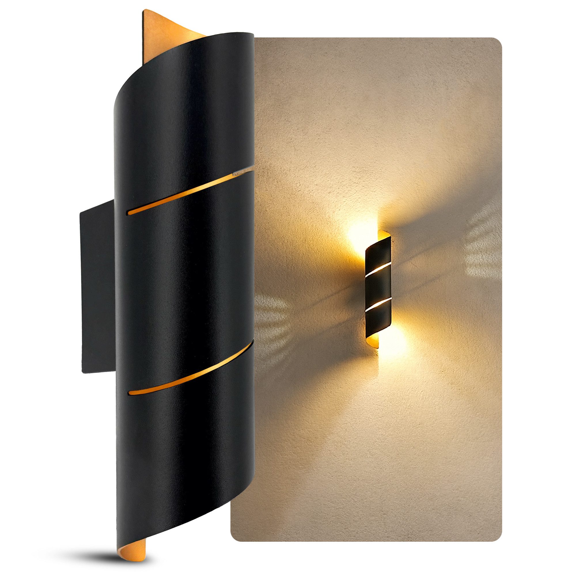 SSC-LUXon LED Wandleuchte Wandlampe VYRA LINE schwarz Up & Down inkl. G9 LED 3W warmweiß dimmbar, Warmweiß