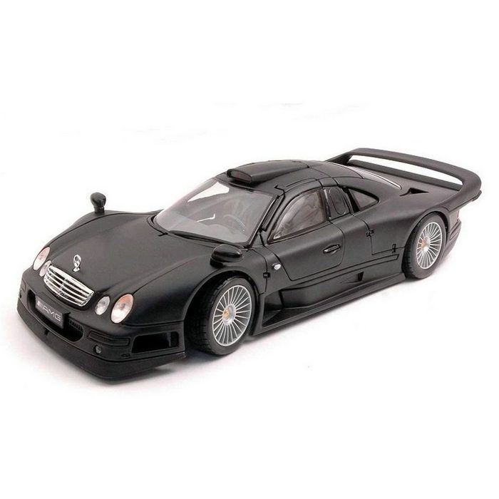 Maisto® Spielzeug-Auto Modellauto - Mercedes CLK-GTR Streetversion (matt-schwarz Maßstab 1:18) Originalgetreue Innenausstattung