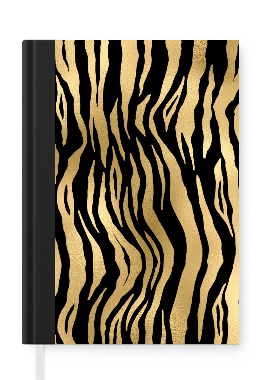 MuchoWow Notizbuch Muster - Zebra - Gold, Journal, Merkzettel, Tagebuch, Notizheft, A5, 98 Seiten, Haushaltsbuch