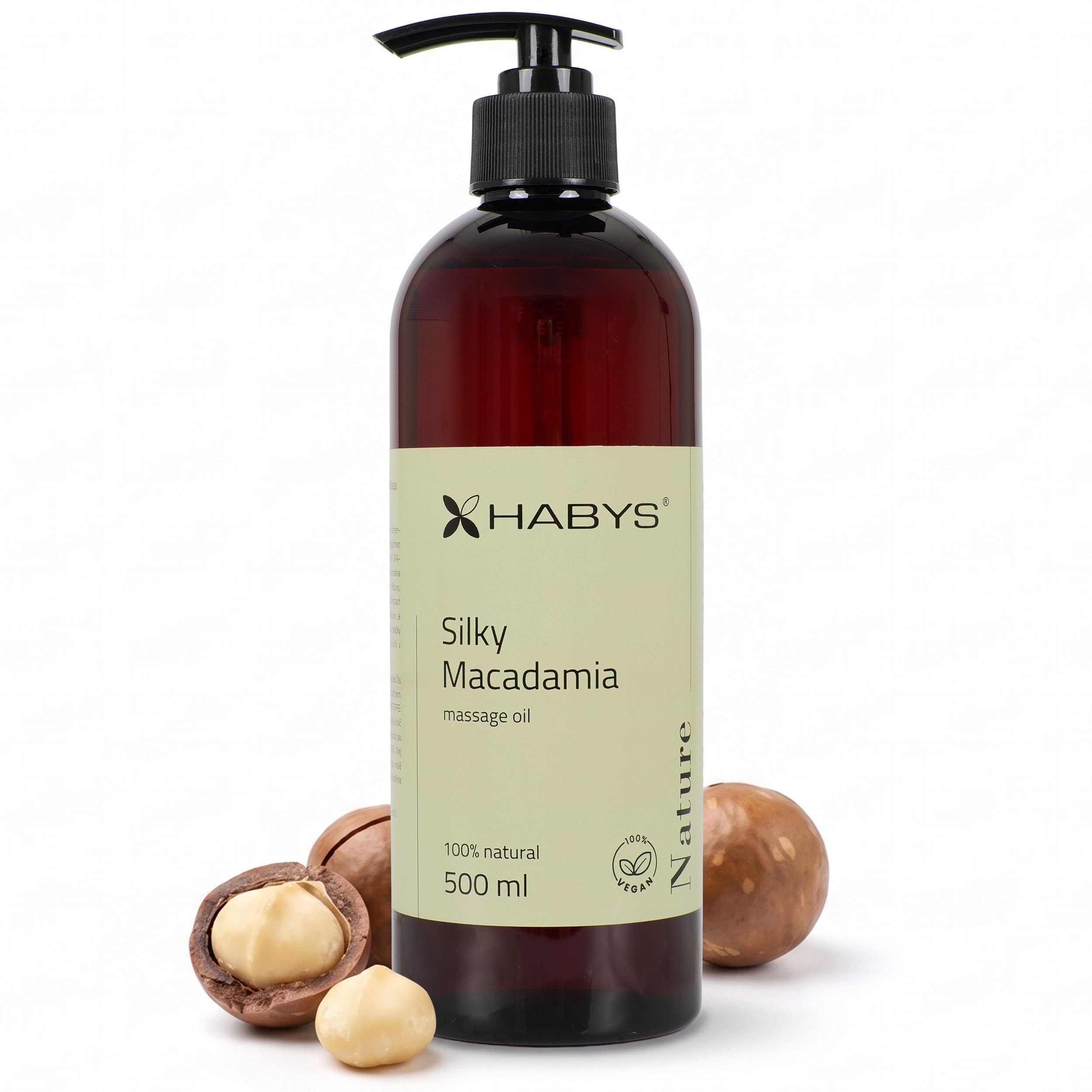 Habys Massageöl Massageöl Nature Silky Macadamia 100% Natural Macadamiaöl vegan 500 ml