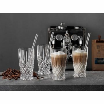 Nachtmann Gläser-Set Latte Macchiato Set Noblesse 8-tlg., Kristallglas, mit Trinkhalmen und Bürste