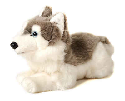 Uni-Toys Kuscheltier Husky grau, liegend - 31 cm (Довжина) - Plüsch-Hund - Plüschtier, zu 100 % recyceltes Füllmaterial