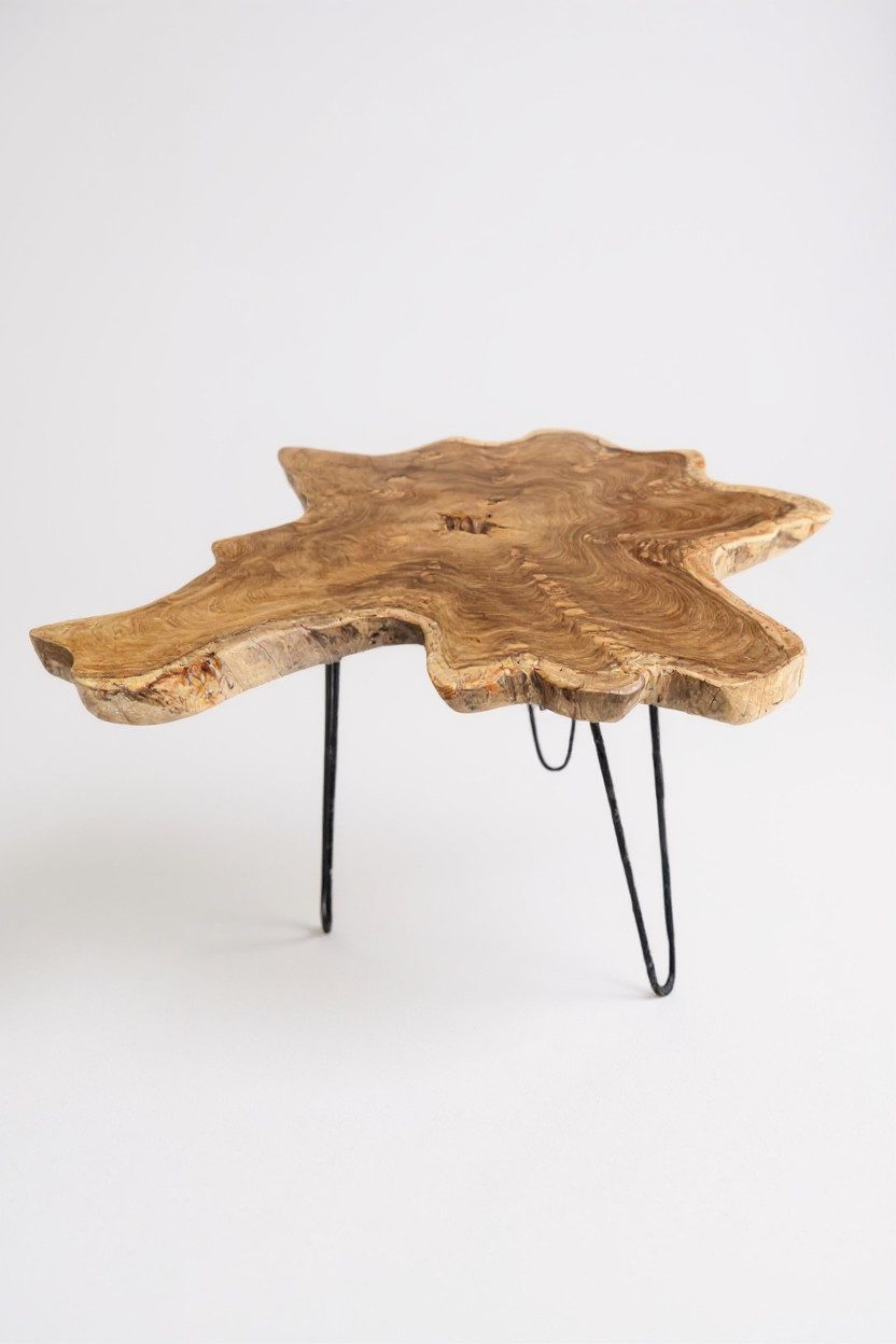 FaHome Beistelltisch Holz Beistelltisch – Handgefertigt - Baumquerschnitt-Tischplatte