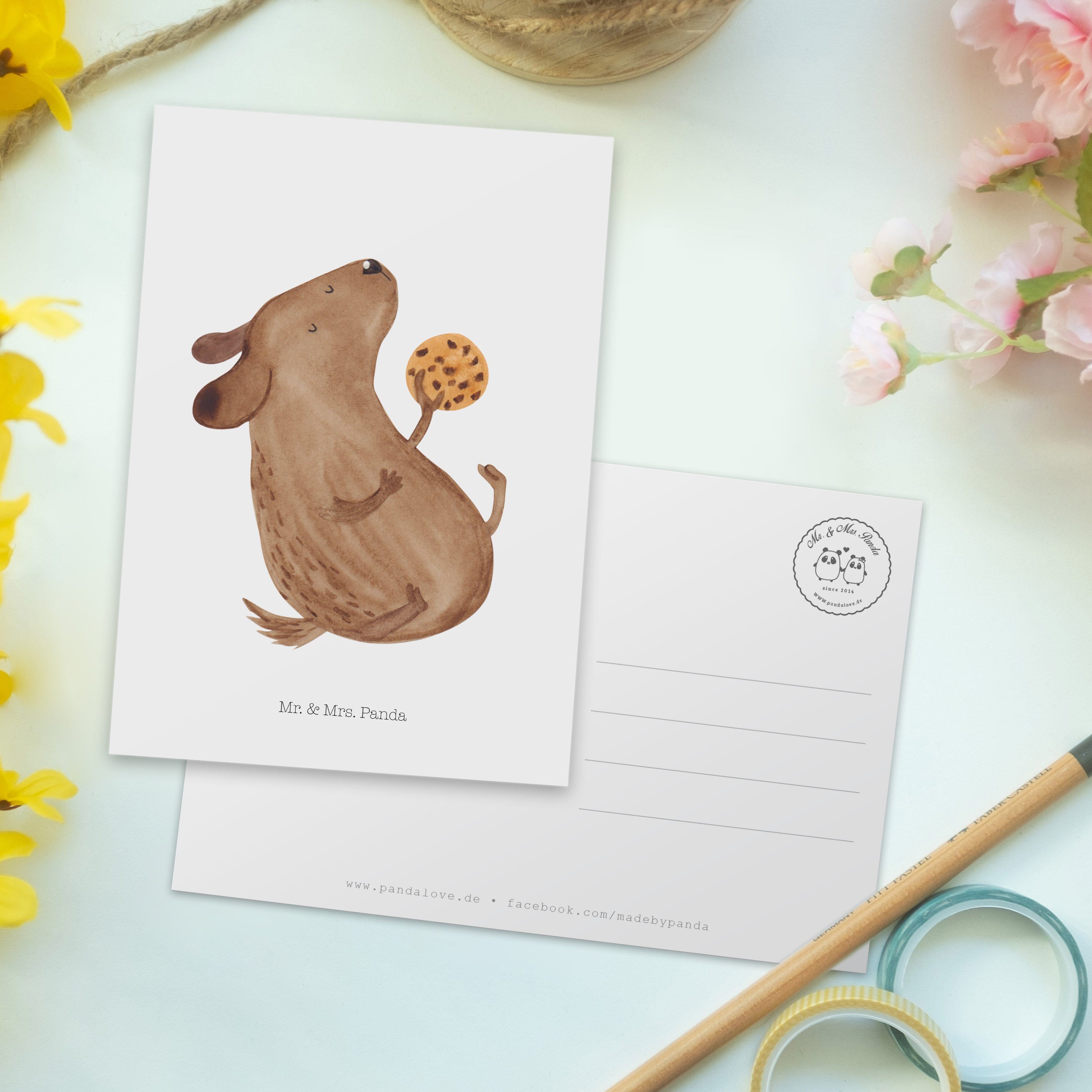 Mr. & Tierliebhaber, - Mrs. Hund Einladungskarte, Geschenk, glücklic Panda Weiß Postkarte Keks 