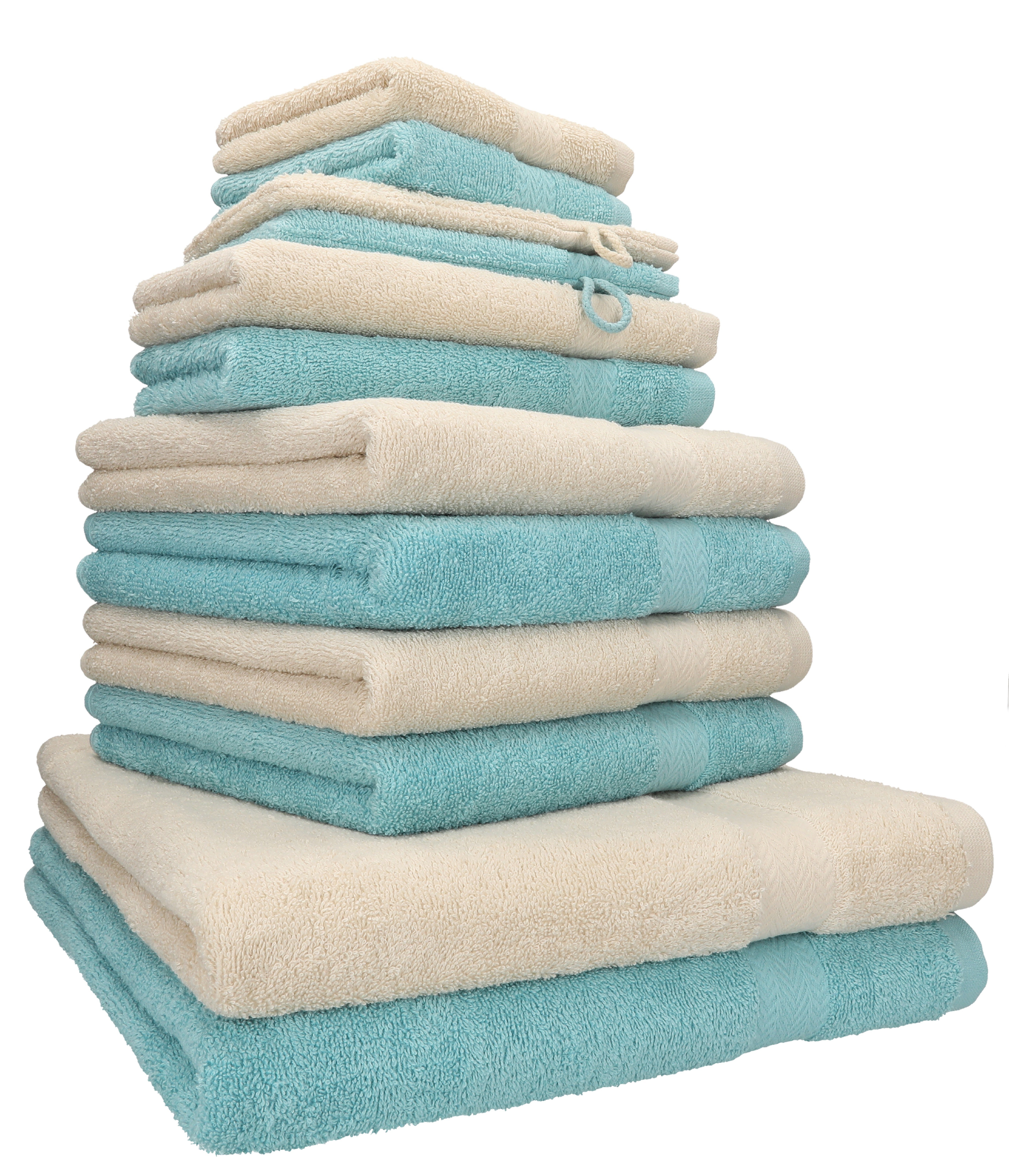 Betz Handtuch Set 12-TLG. Handtuch Set Premium Farbe Sand/Ocean, 100% Baumwolle, (12-tlg)