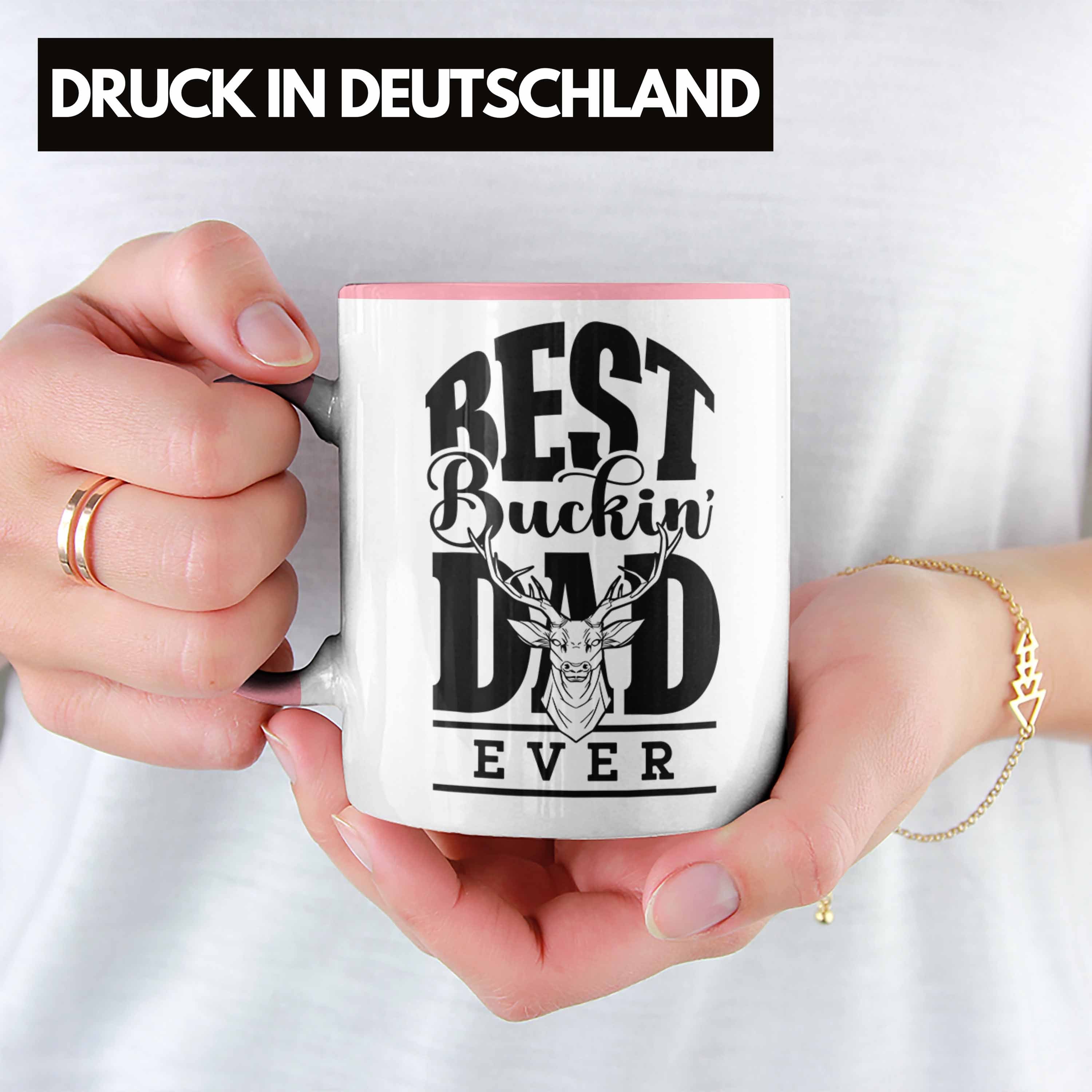 Trendation Dad Jäger-Tasse Geschenk Buckin Rosa "Best Ever" Vater Vatertag Tasse