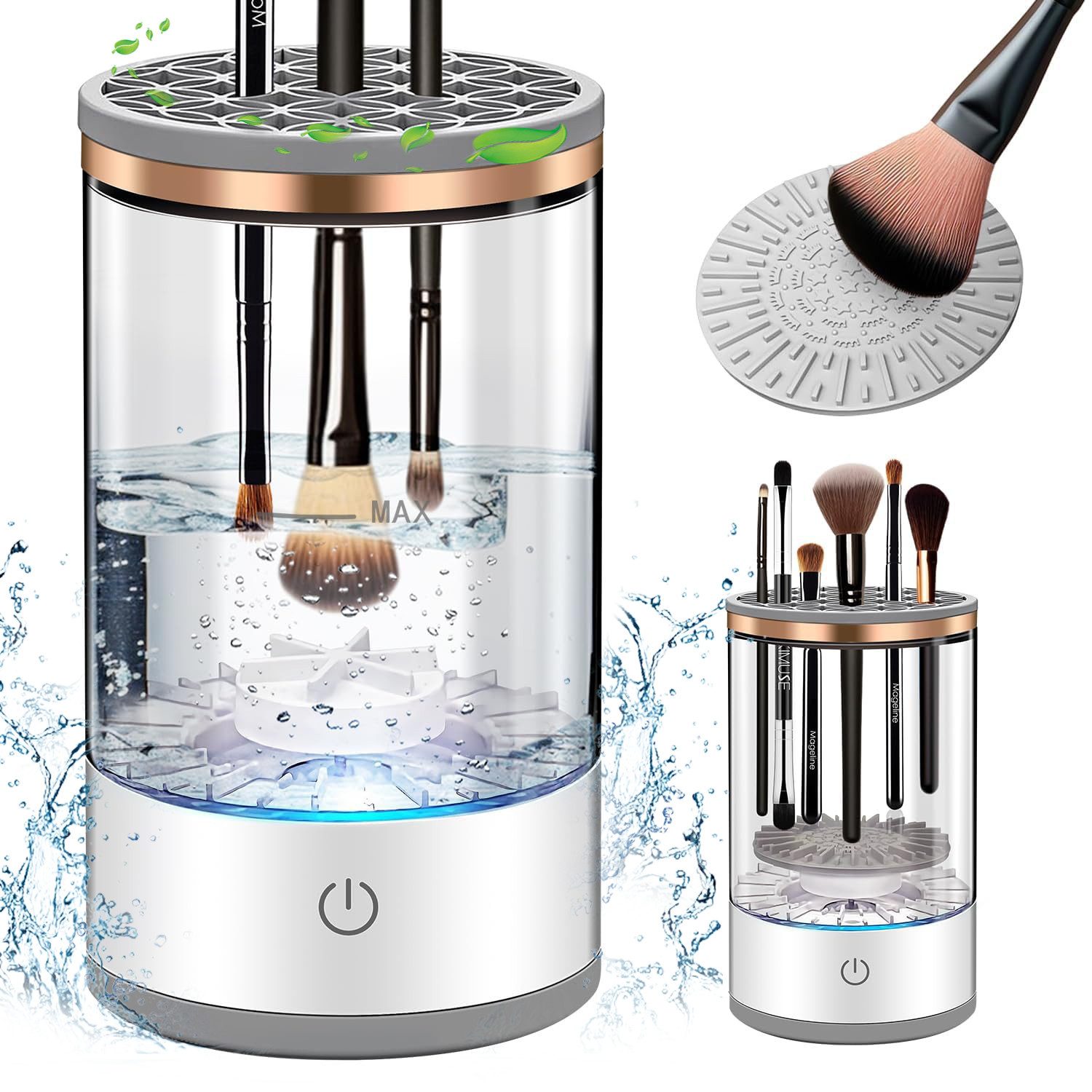 MOPUEA Kosmetikpinsel-Set Elektrischer Make-up-Pinsel-Reiniger, Kosmetikpinsel-Reiniger-Maschine, 1 tlg., Synthetik-Kunsthaar Make-up-Pinsel, Durchsichtig, Geschenk für Frauen